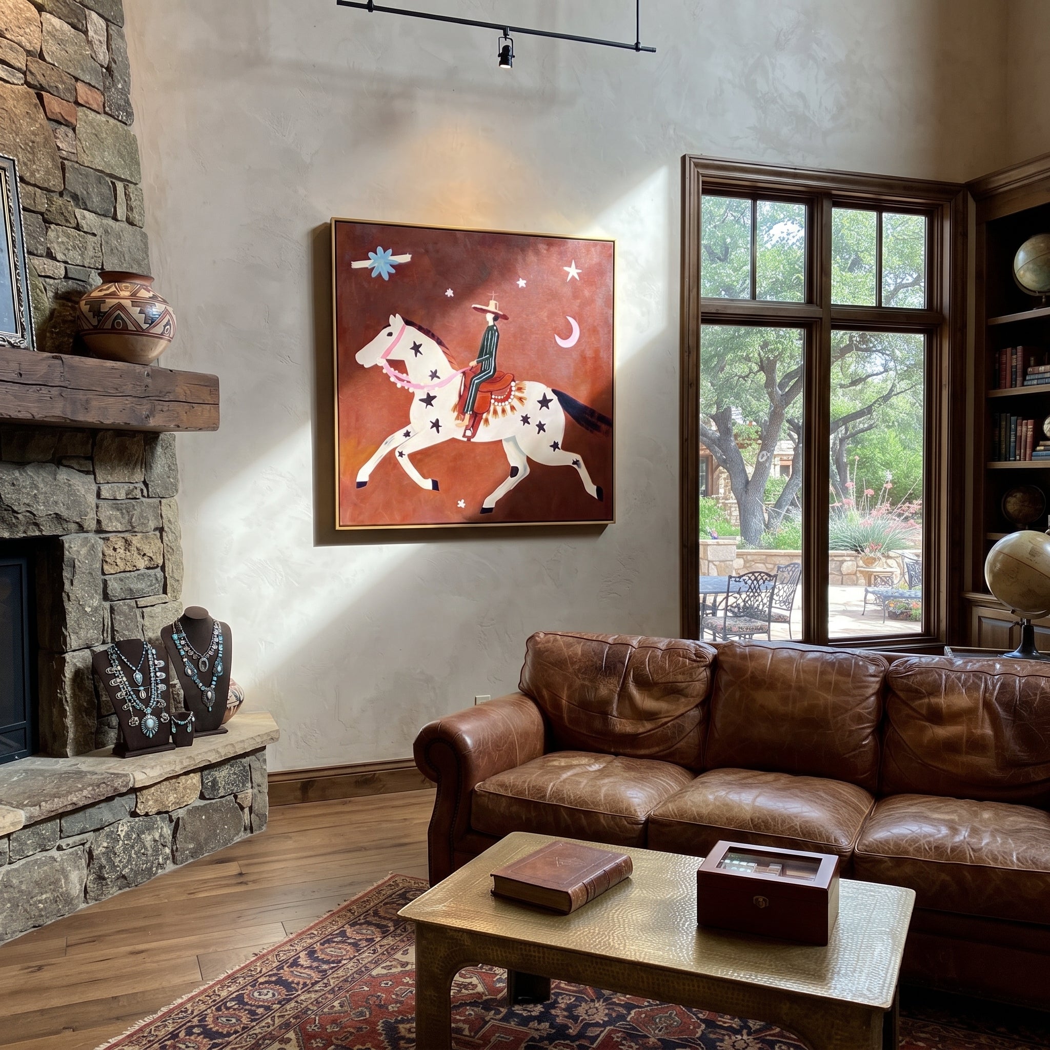 Star Horse Chases Crescent presented as a colorful interior focal point