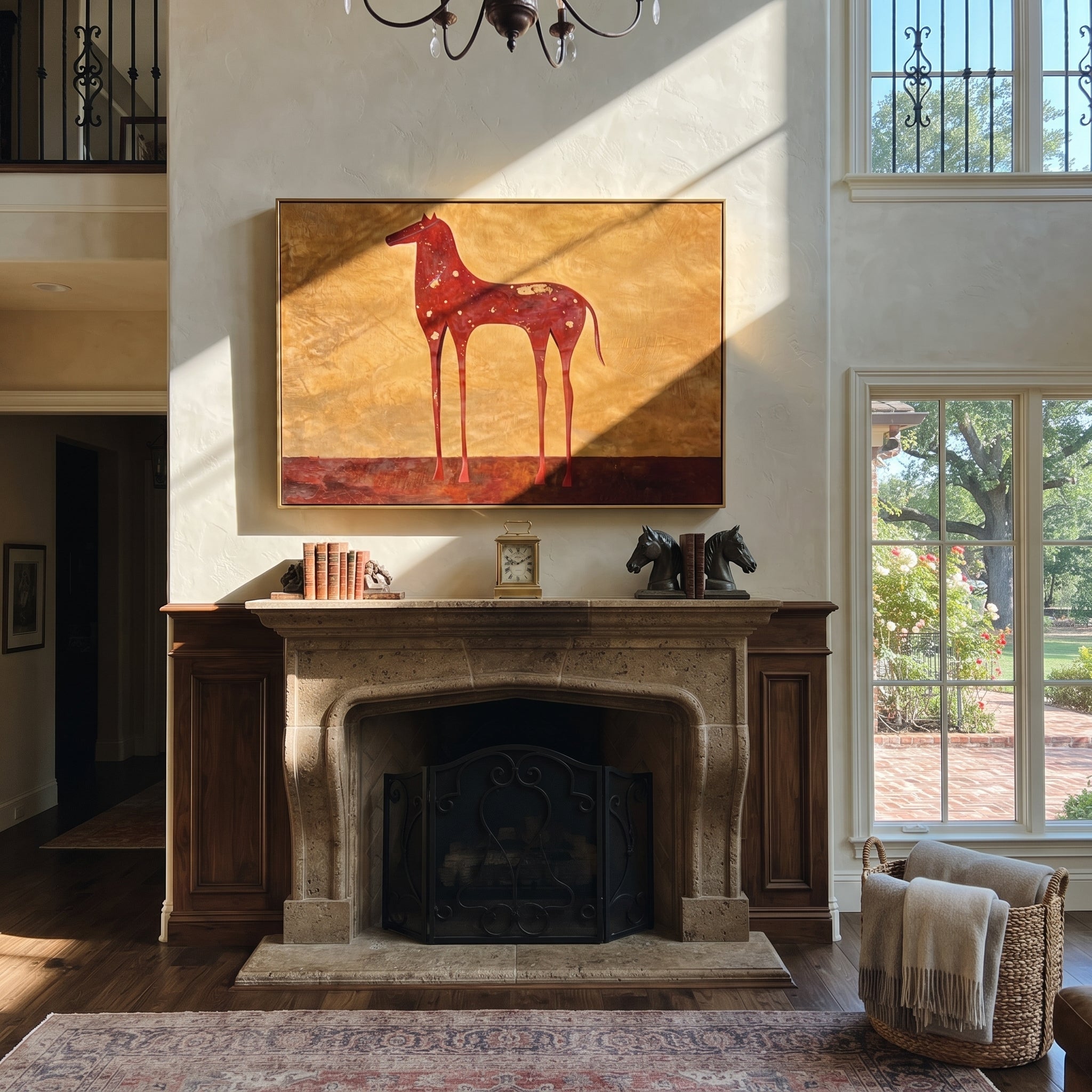 Constellations Rest on Burgundy presented as a colorful interior focal point