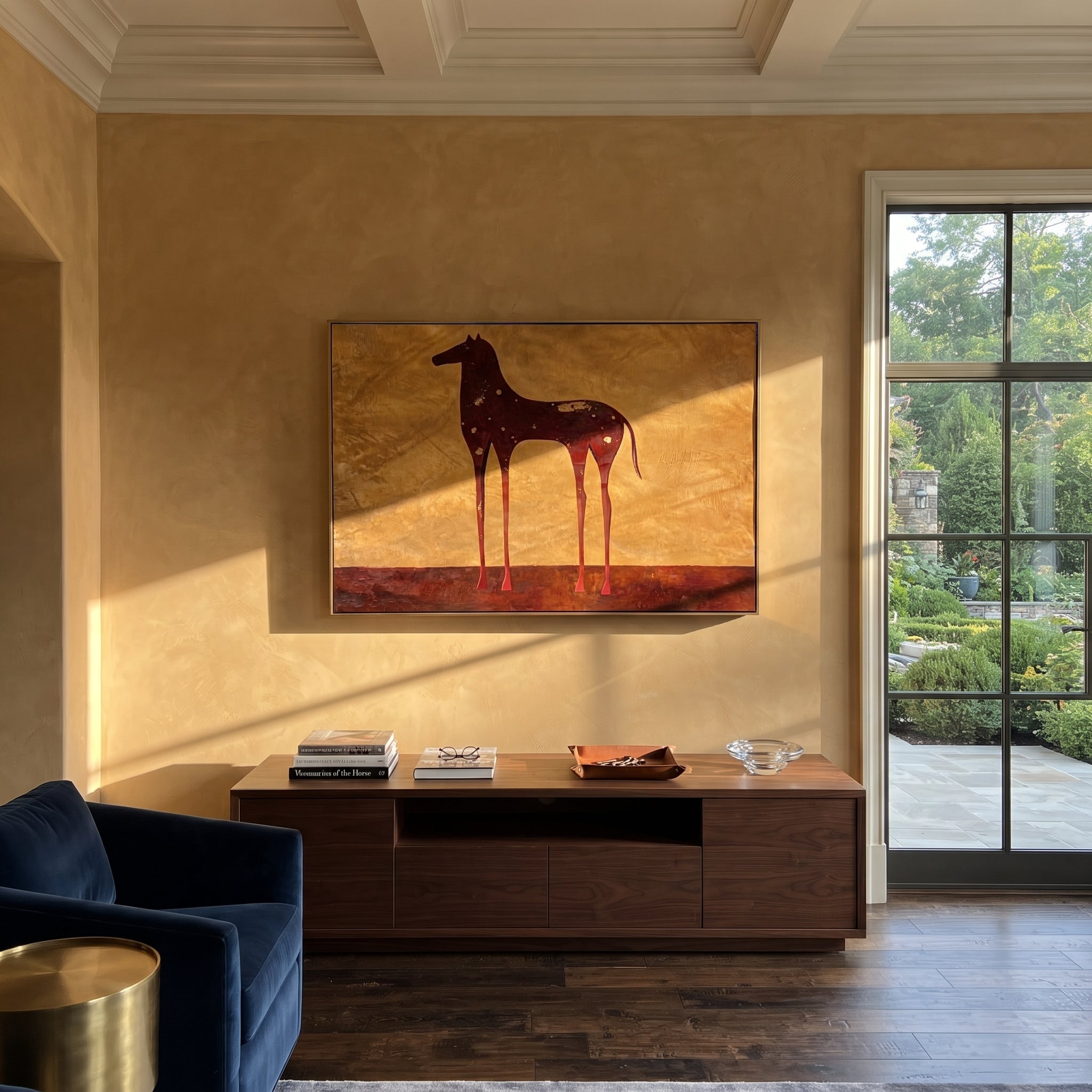 Constellations Rest on Burgundy displayed in a layered residential setting