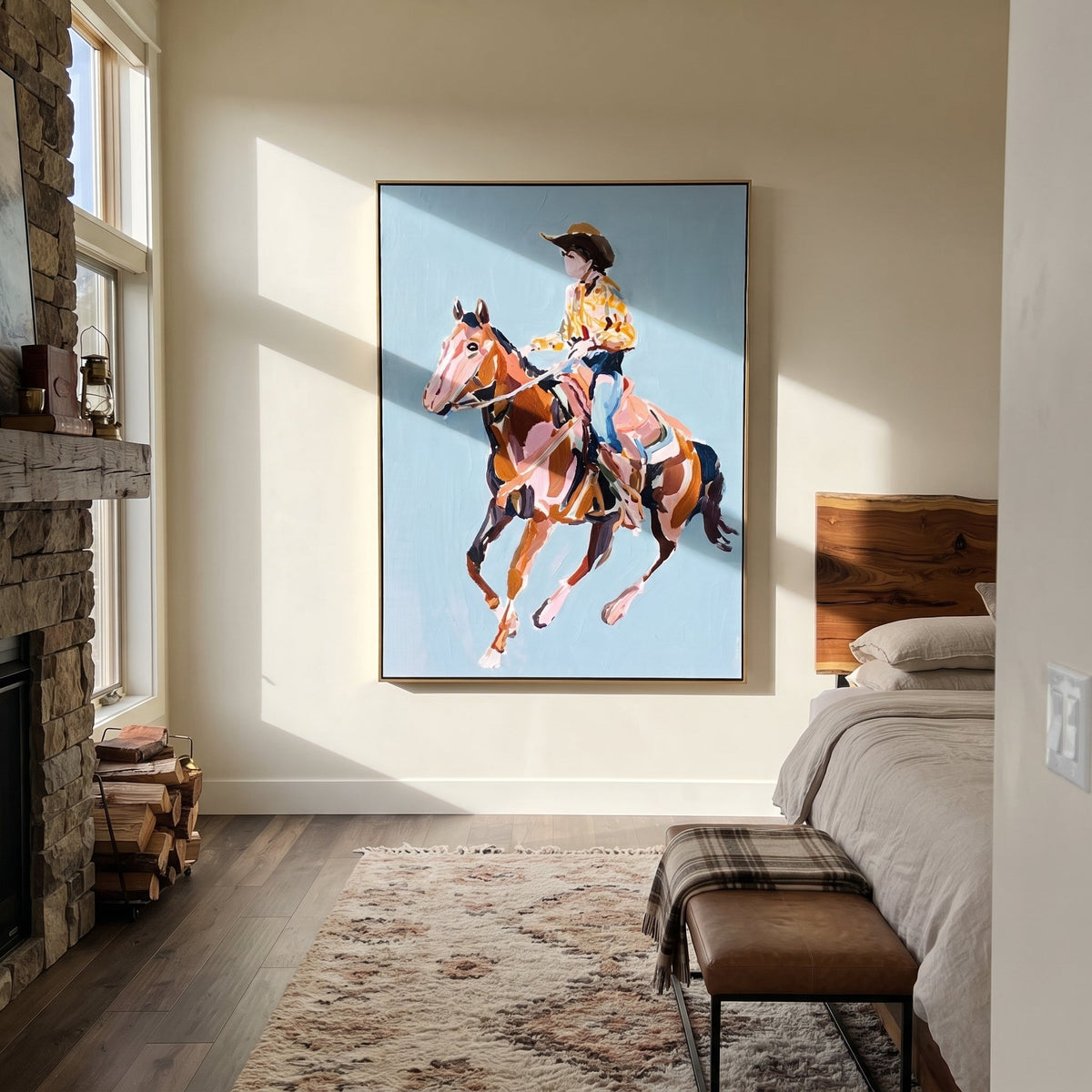 Floral Shirt Breaks Blue presented as a colorful interior focal point