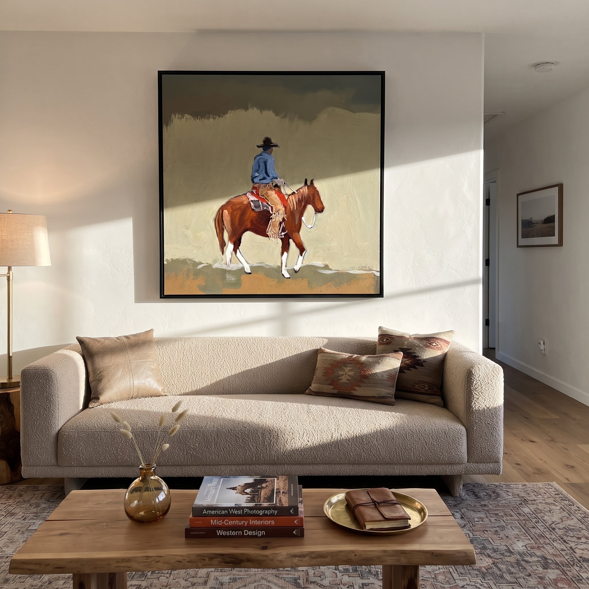 Dusty Trail Carries Home presented as a colorful interior focal point
