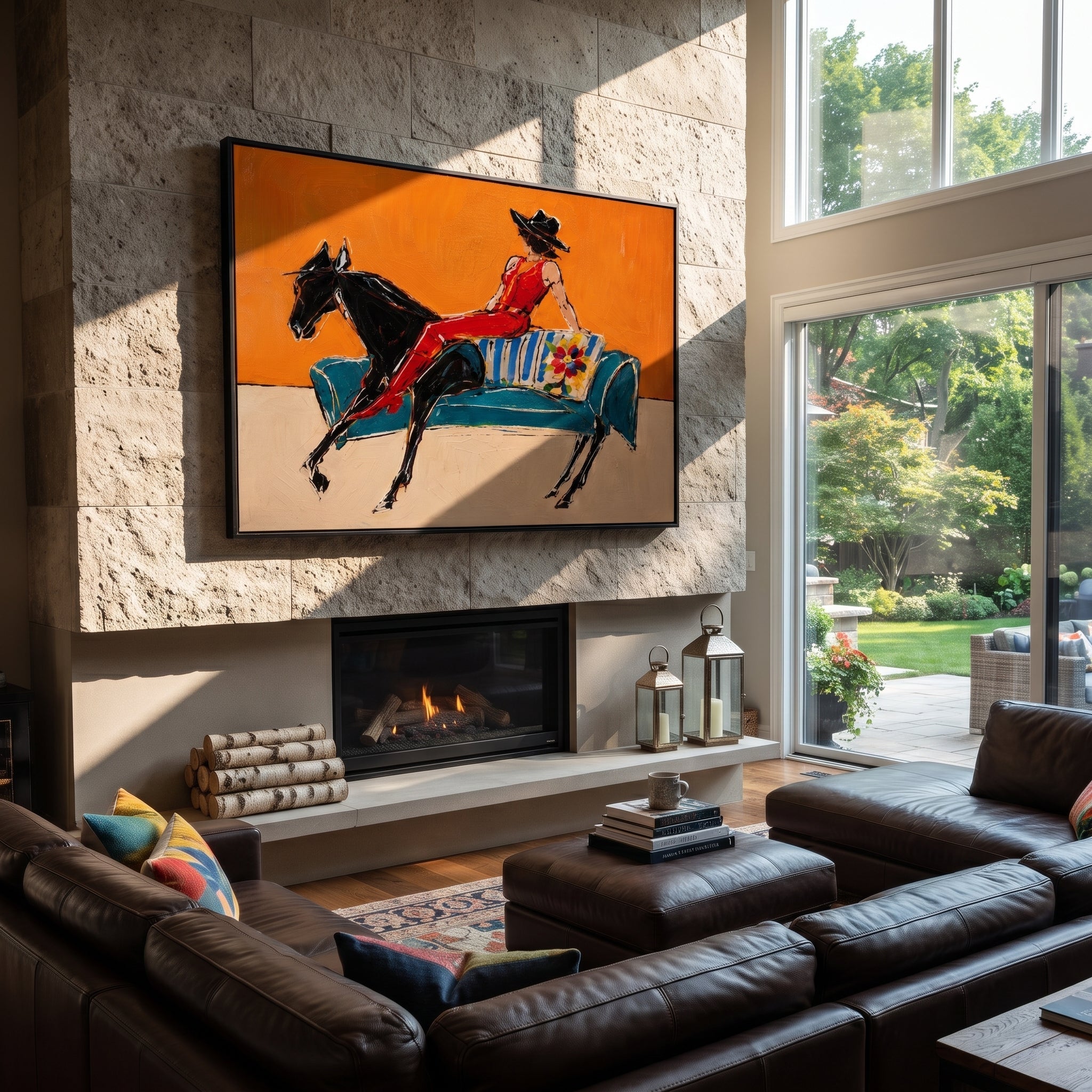 Red Boots Chase Orange displayed in a collected contemporary interior