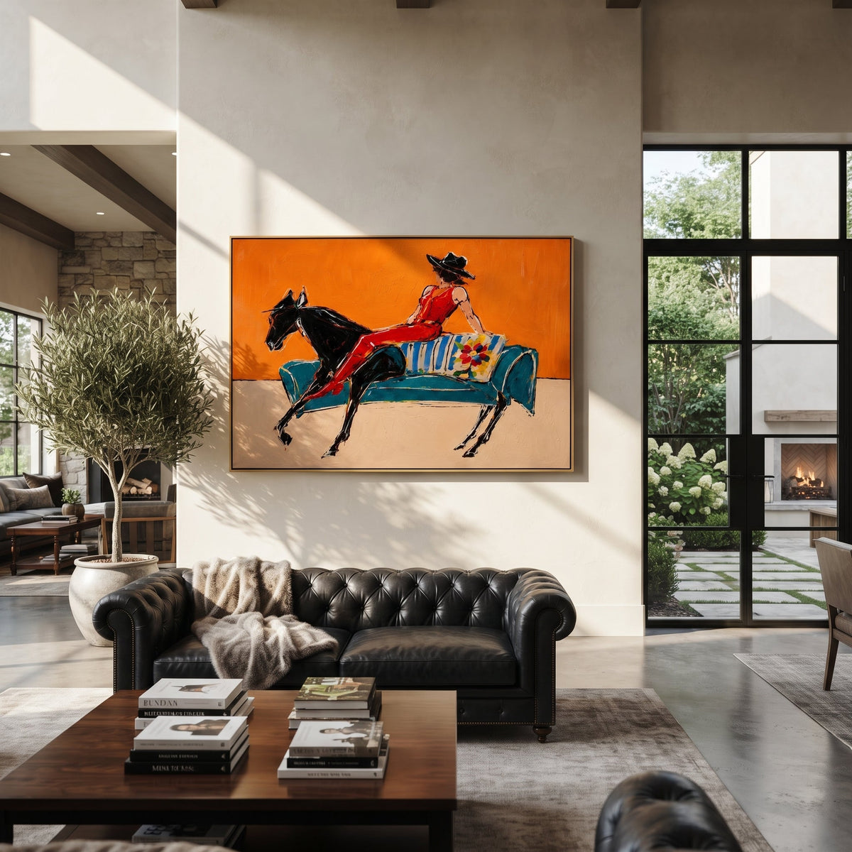 Red Boots Chase Orange presented as a colorful interior focal point