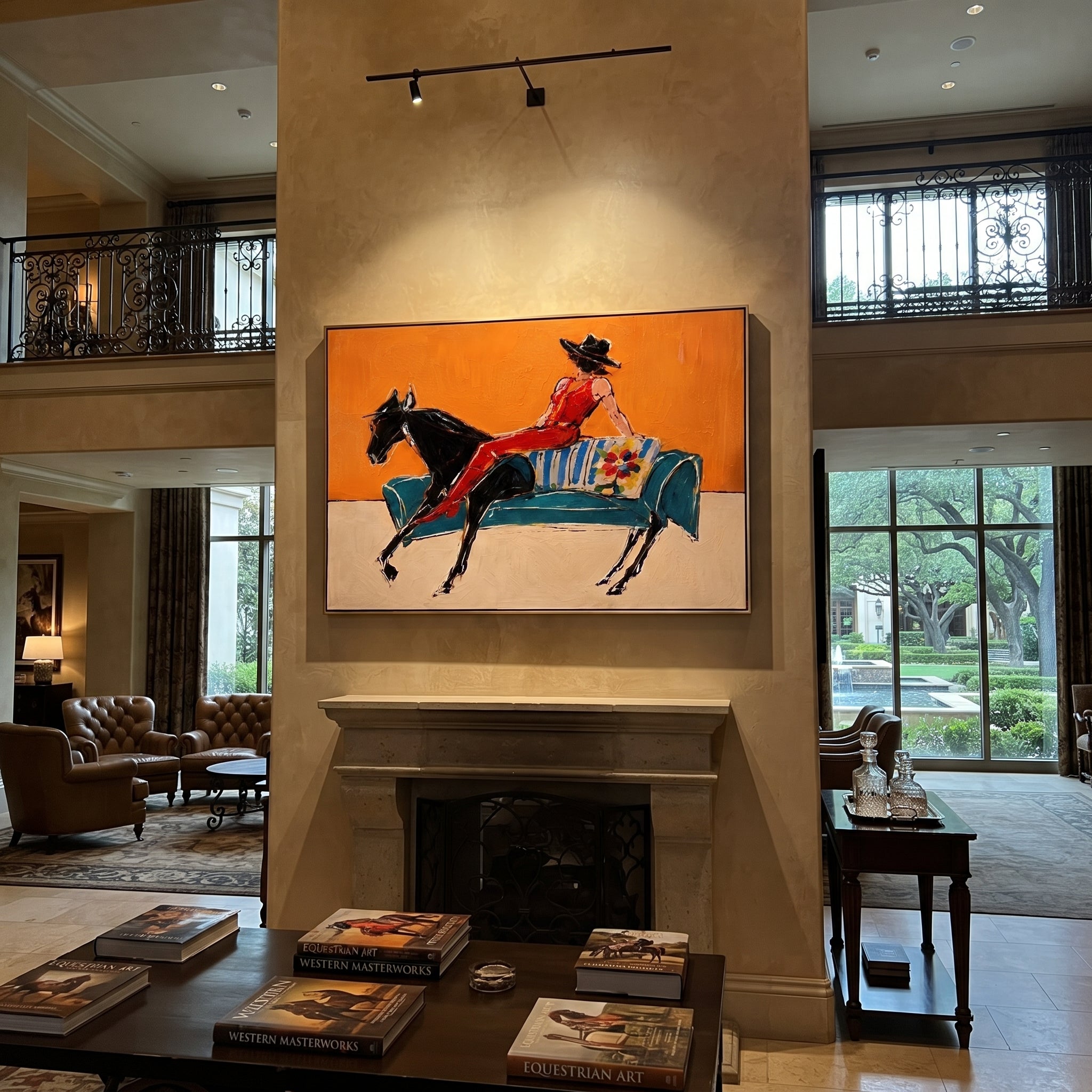 Red Boots Chase Orange styled with wood, linen, and modern decor