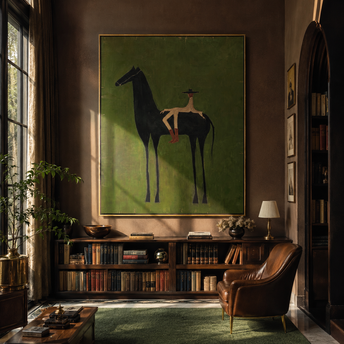 Small Rider Measures Green presented as a colorful interior focal point