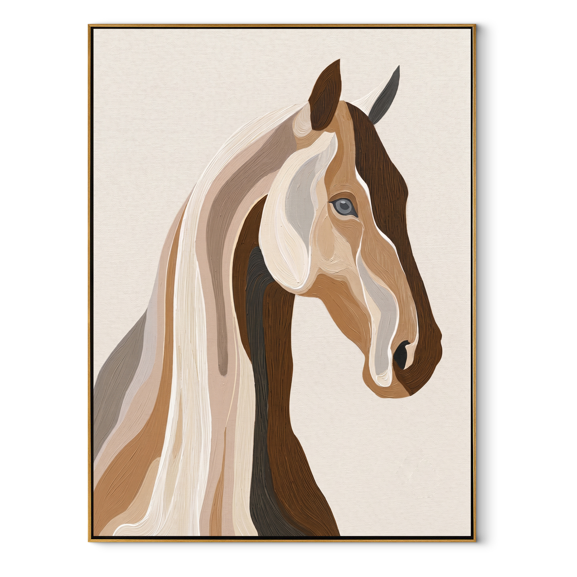 Two Profiles Share Breath equestrian horse painting, vertical canvas artwork