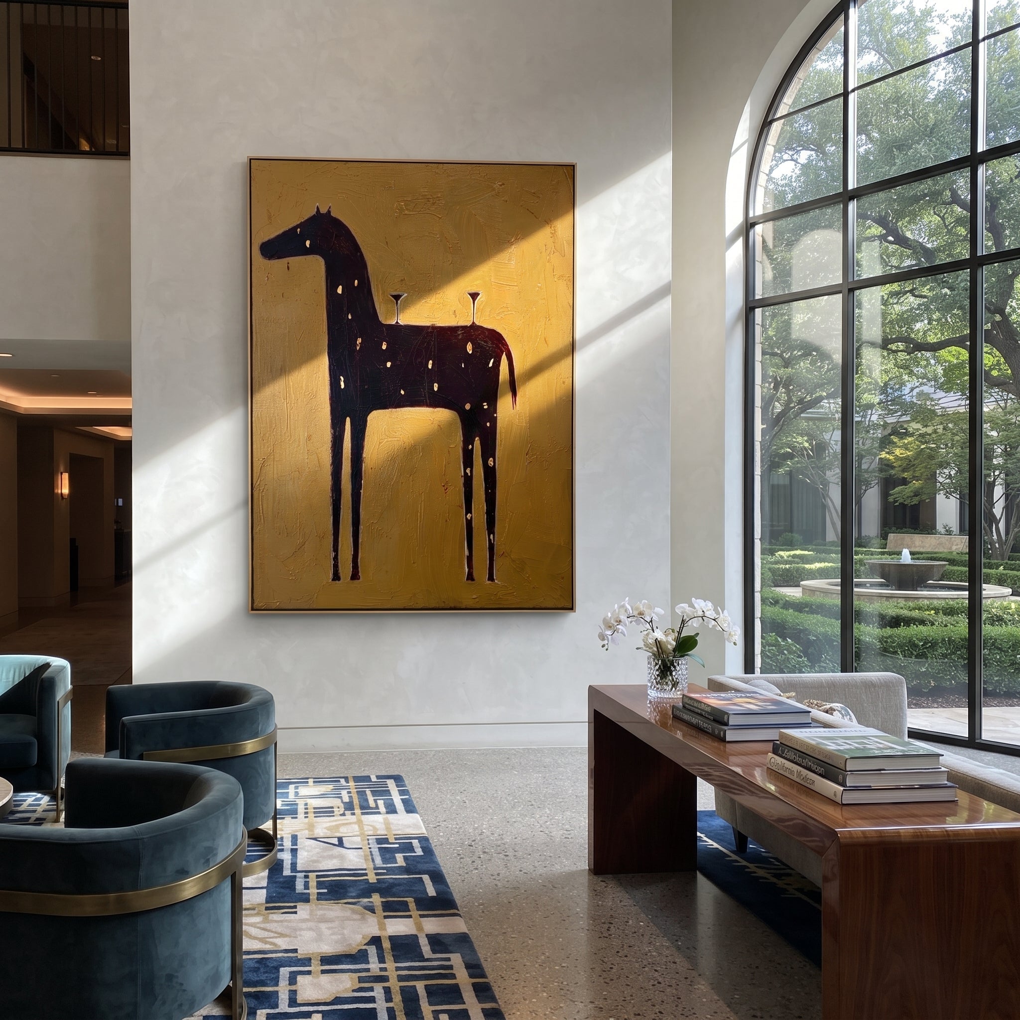 Three Glasses Wait Upright presented as a colorful interior focal point