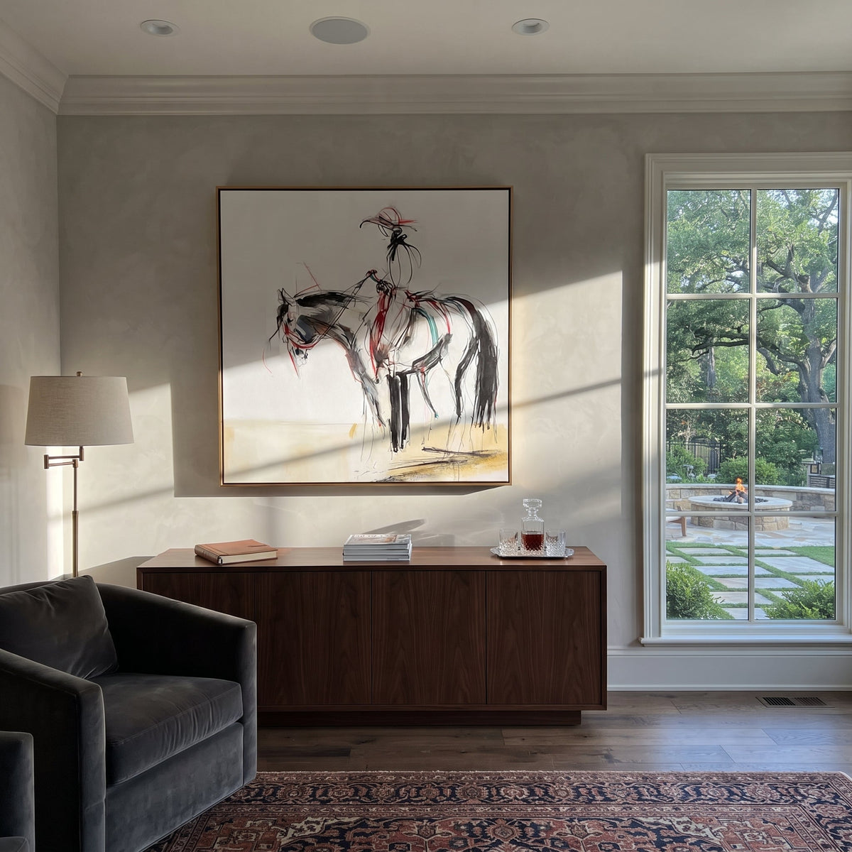 Loose Lines Carry Poise presented as a colorful interior focal point