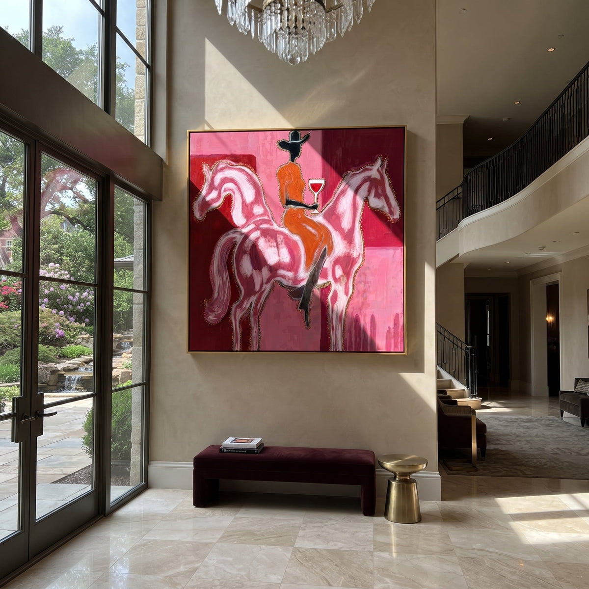 Twin Horses Raise Wine styled with wood, linen, and modern decor