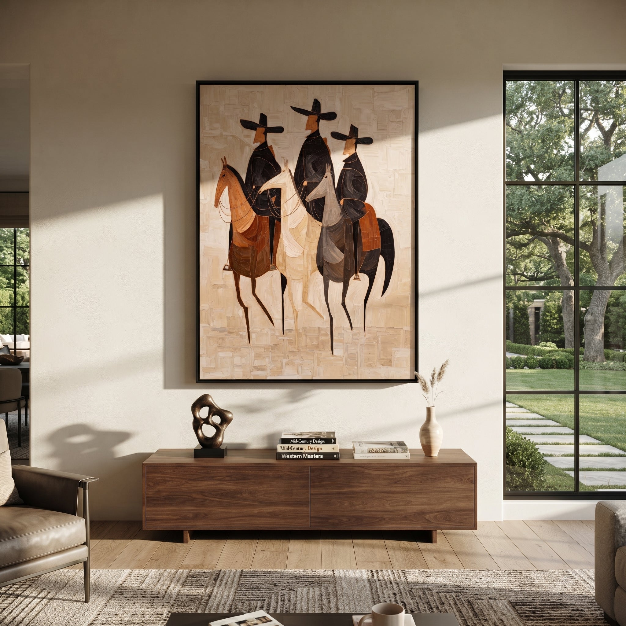 Three Hats Travel Together displayed in a collected contemporary interior