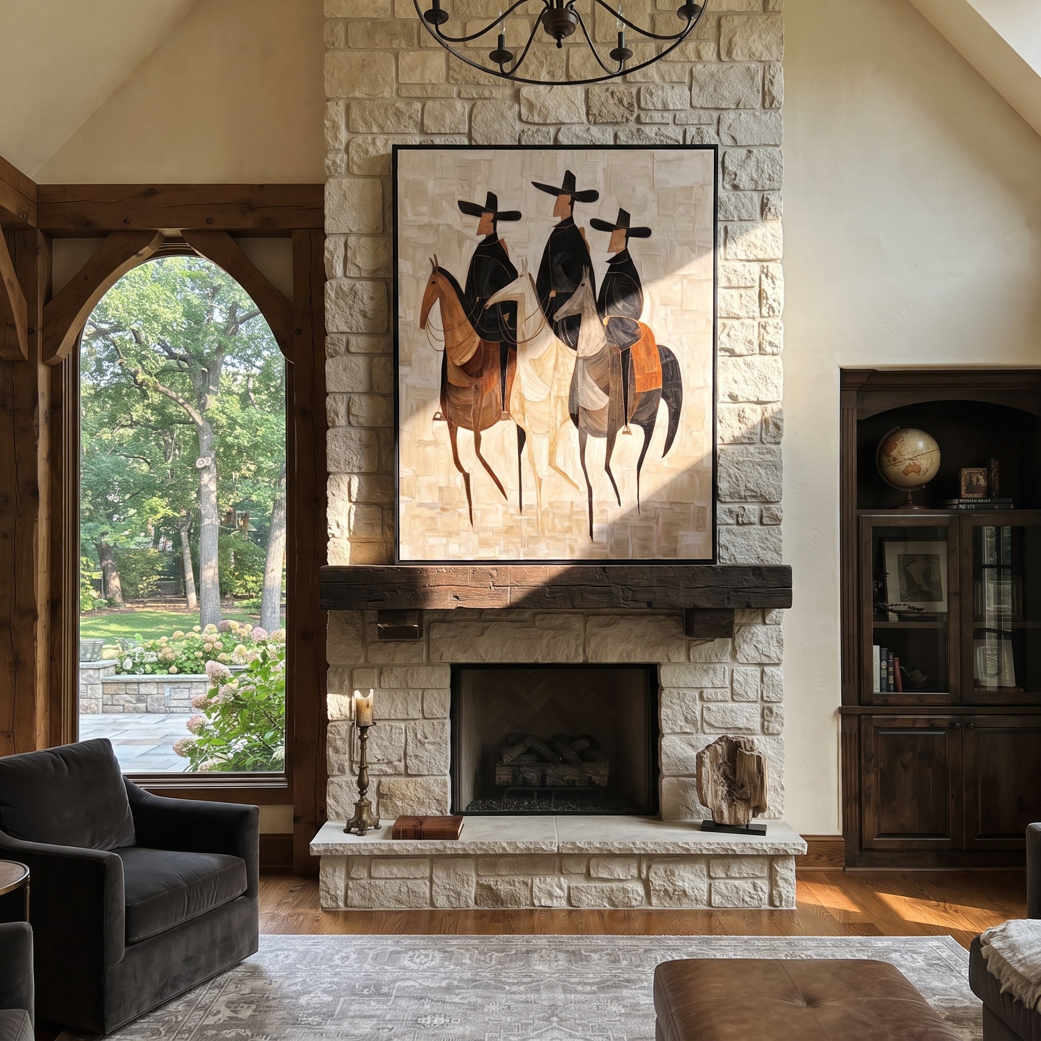 Three Hats Travel Together styled with warm modern furnishings