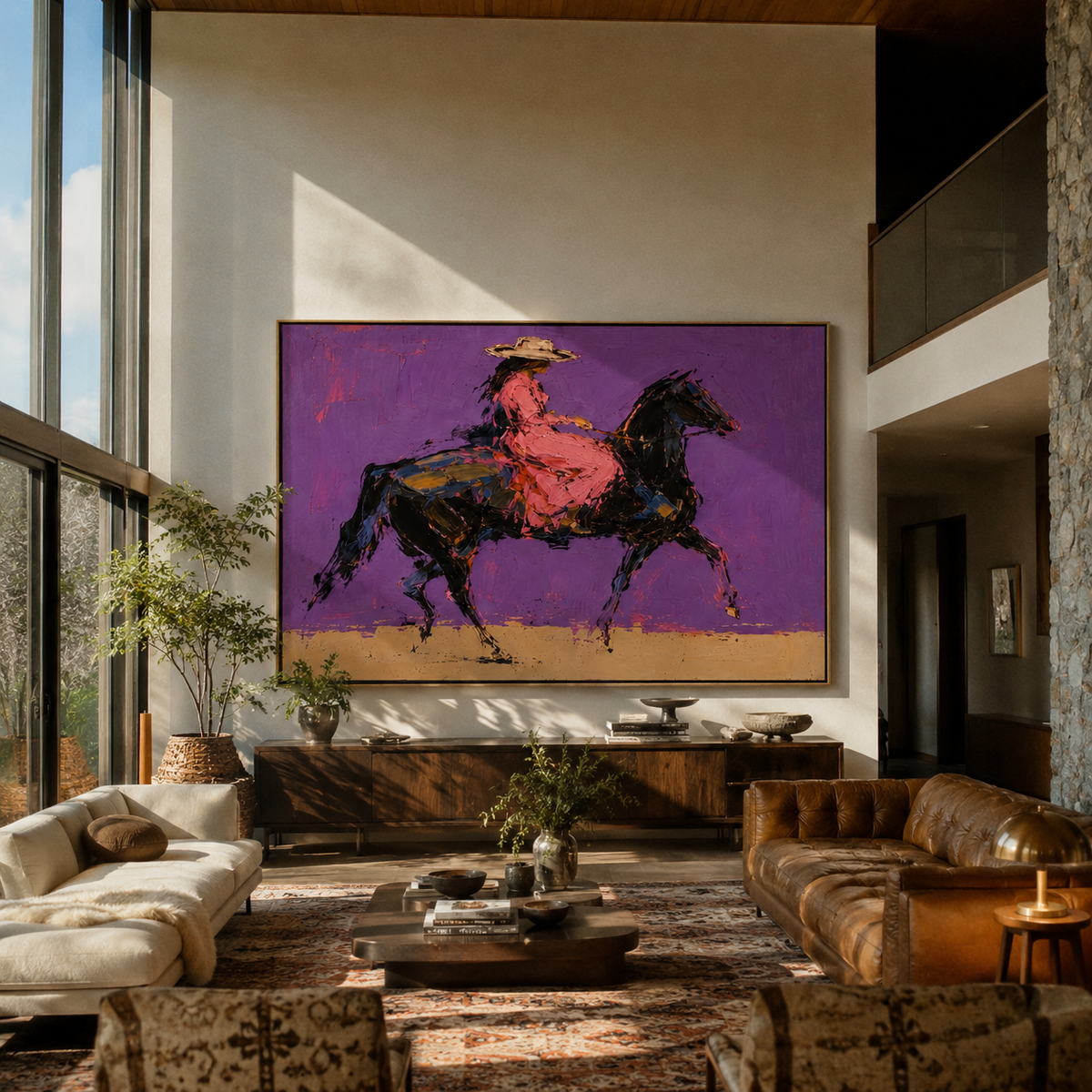 Violet Gallop Breaks Gold presented as a colorful interior focal point