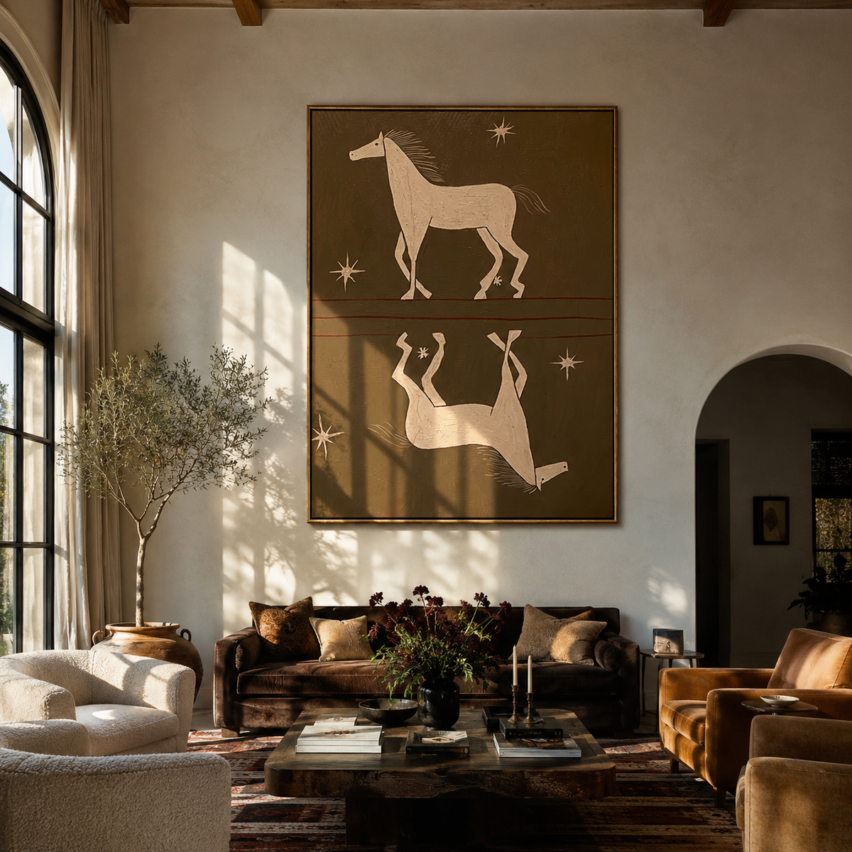 White Horses Mirror Stars displayed in a collected contemporary interior