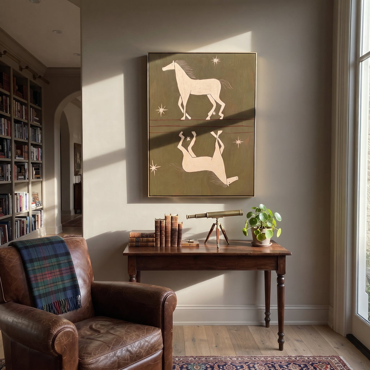 White Horses Mirror Stars displayed in a layered residential setting