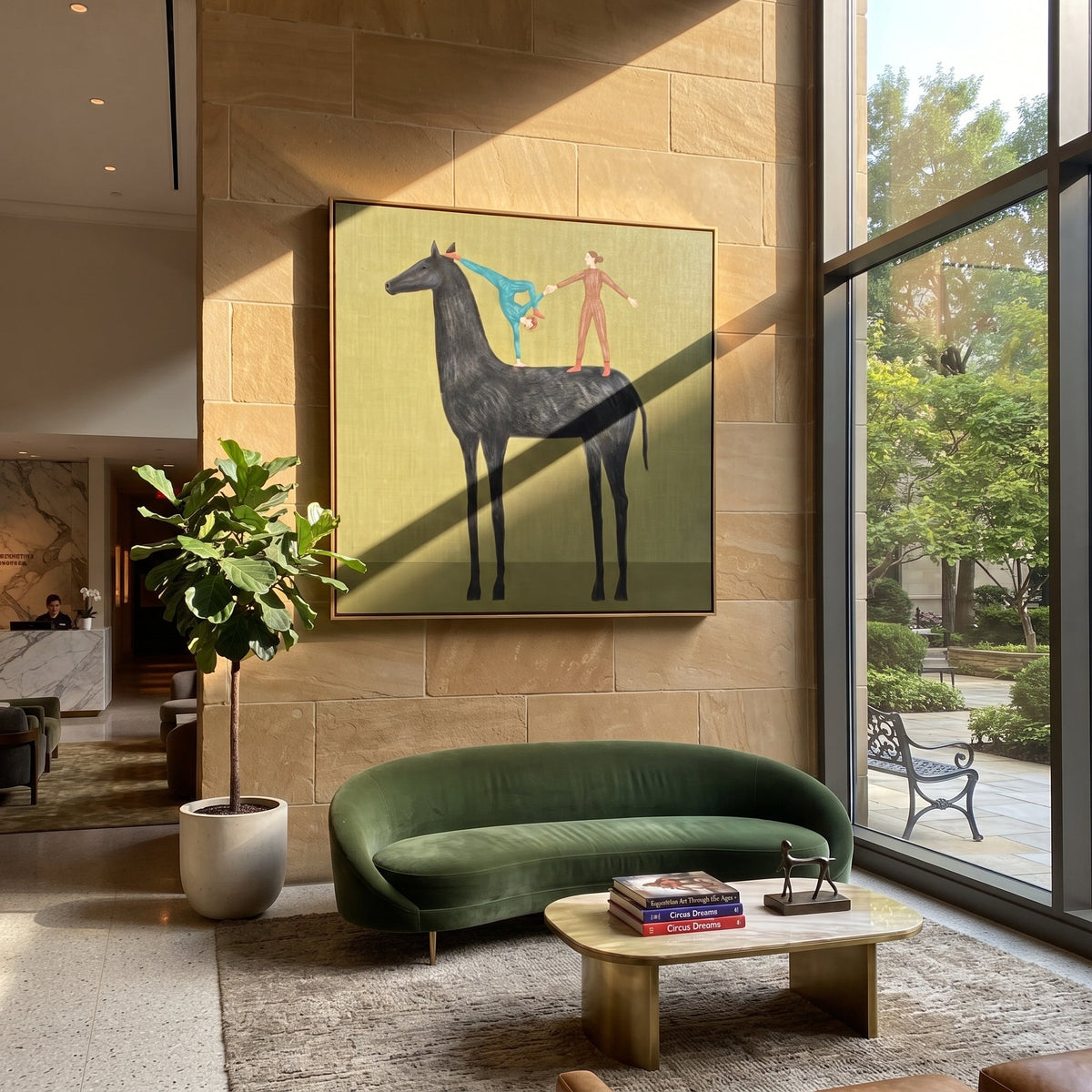 Two Acrobats Test Balance presented as a colorful interior focal point