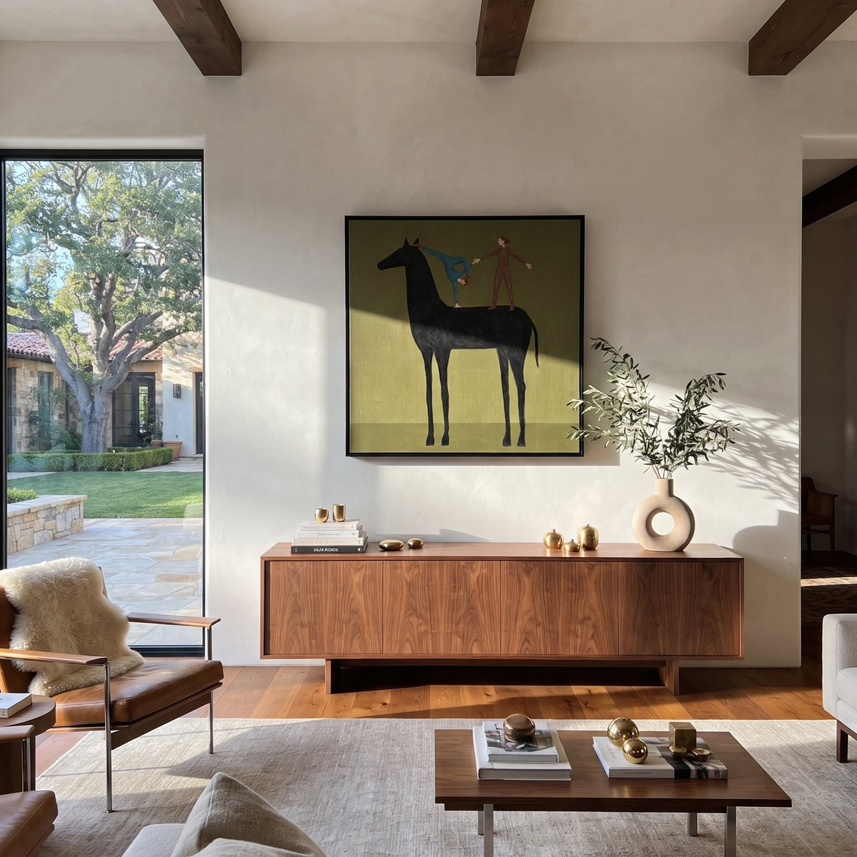 Two Acrobats Test Balance displayed in a layered residential setting