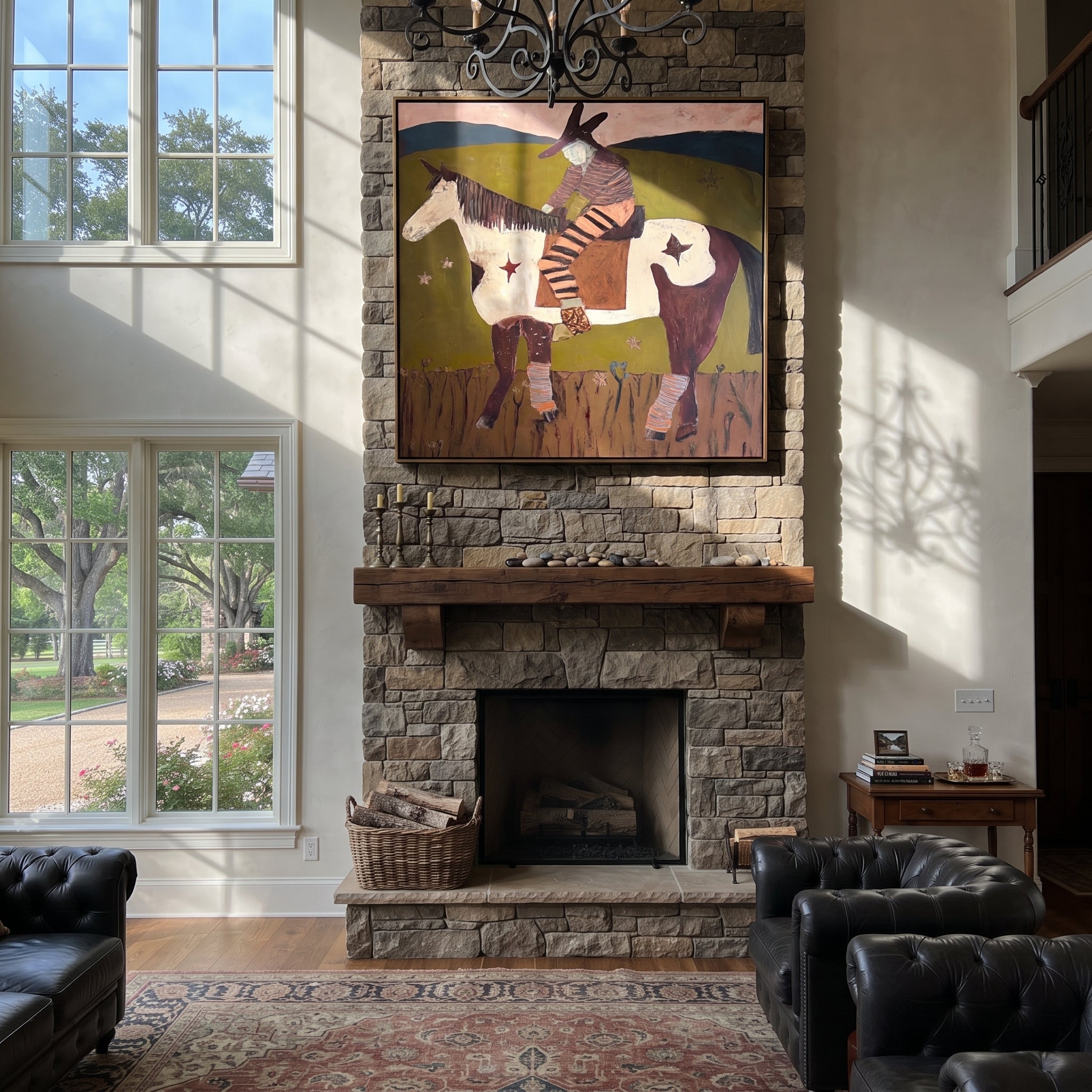 Stars Follow Striped Rider styled with wood, linen, and modern decor