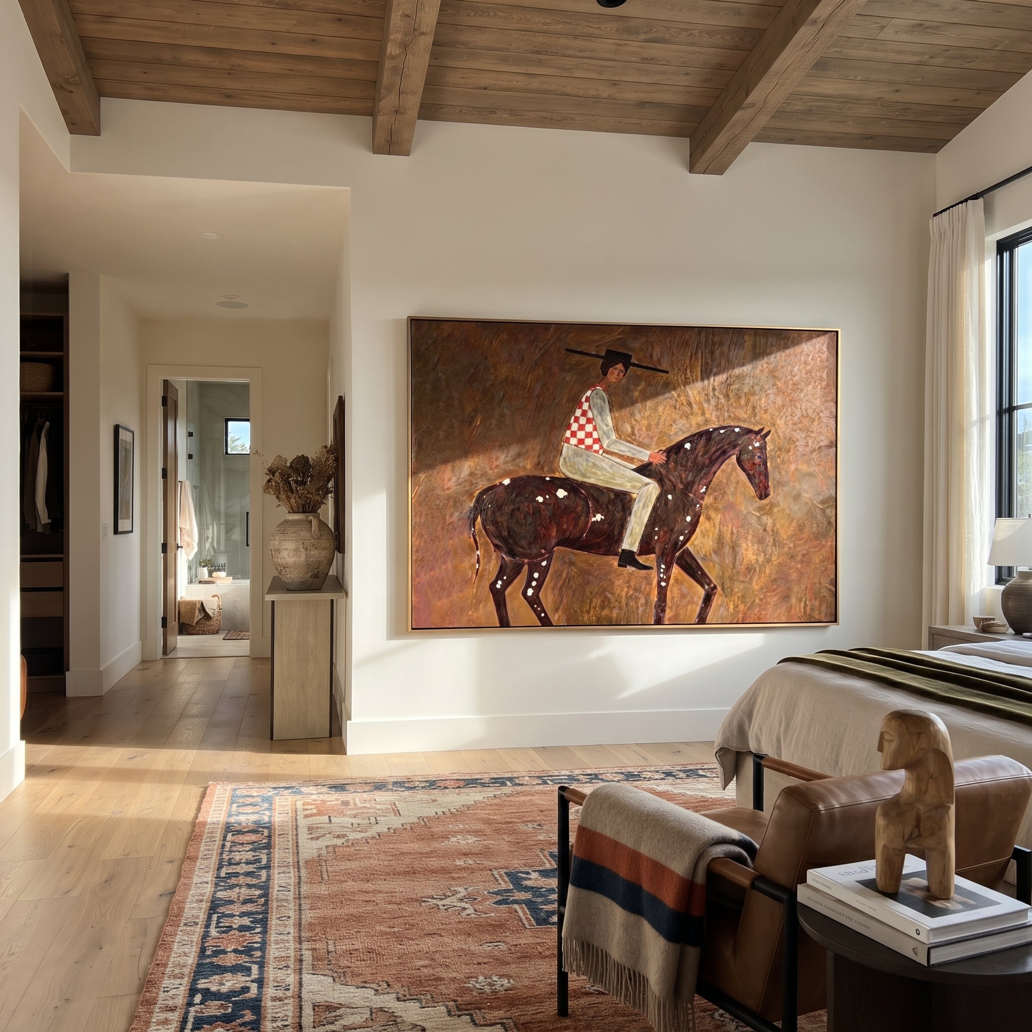 Stripes Cross Painted Hills displayed in a collected contemporary interior