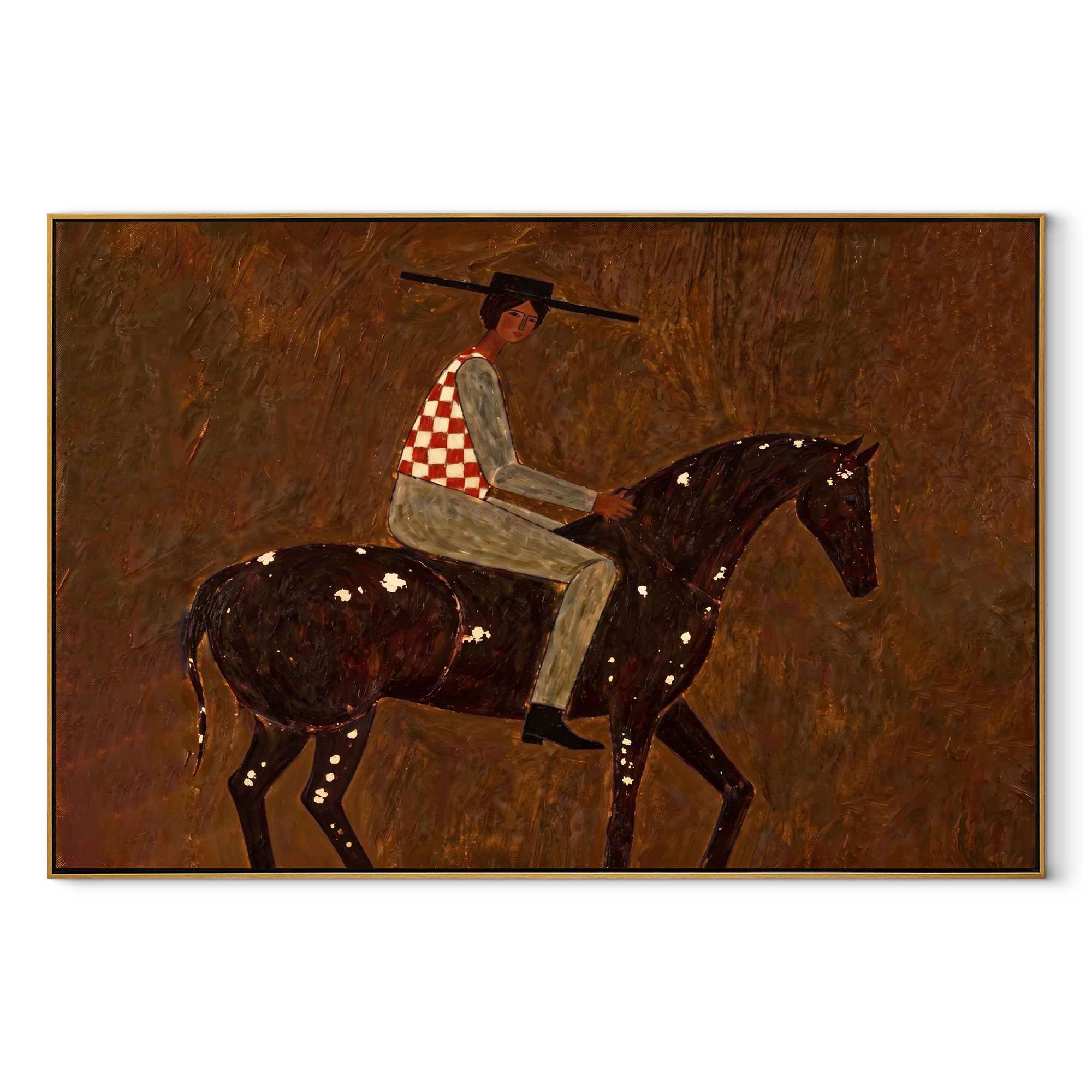 Stripes Cross Painted Hills equestrian horse painting, horizontal canvas artwork