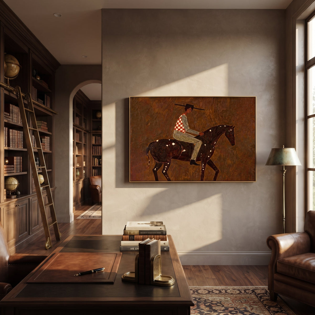 Stripes Cross Painted Hills styled with wood, linen, and modern decor