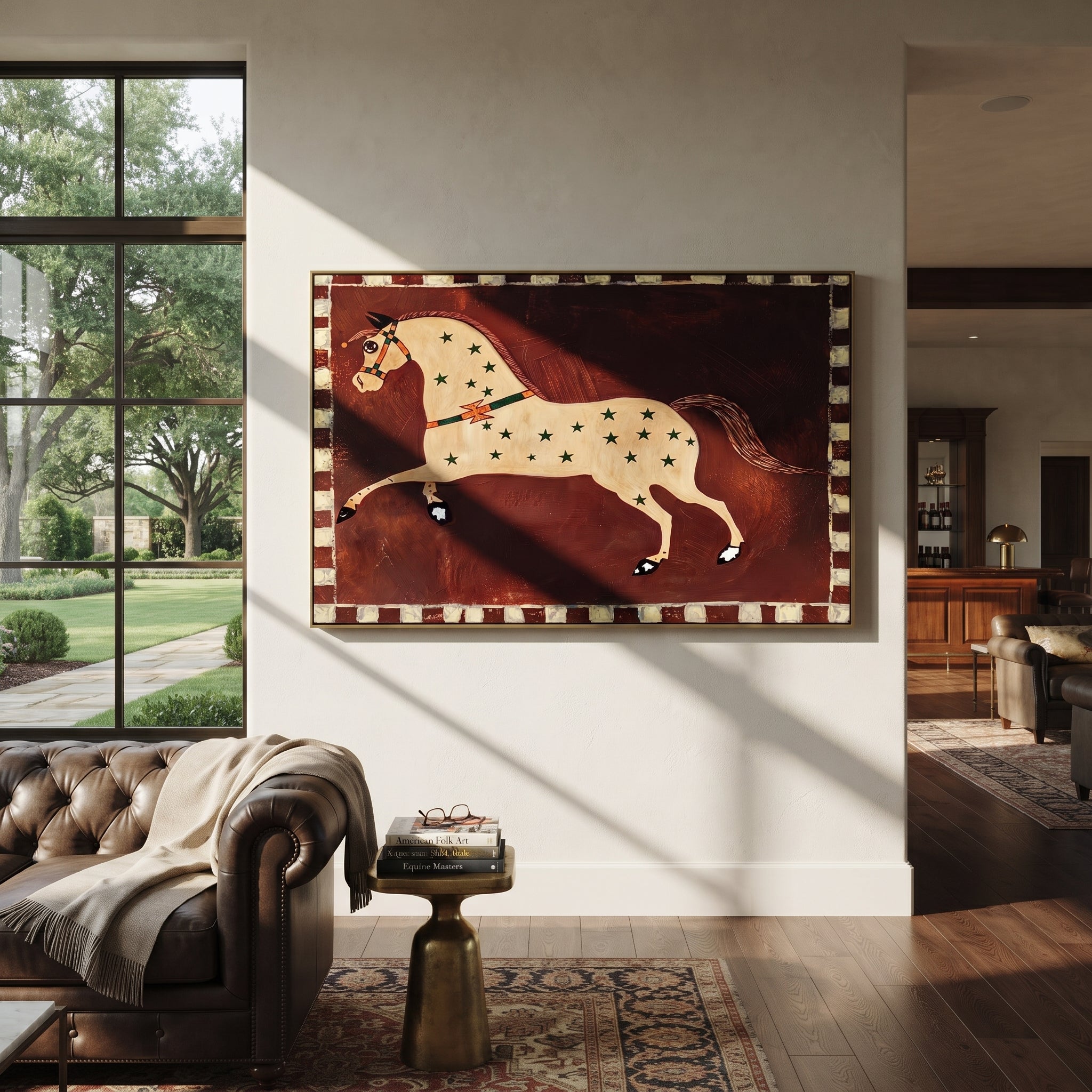 Golden Horse Runs Starlight presented as a colorful interior focal point