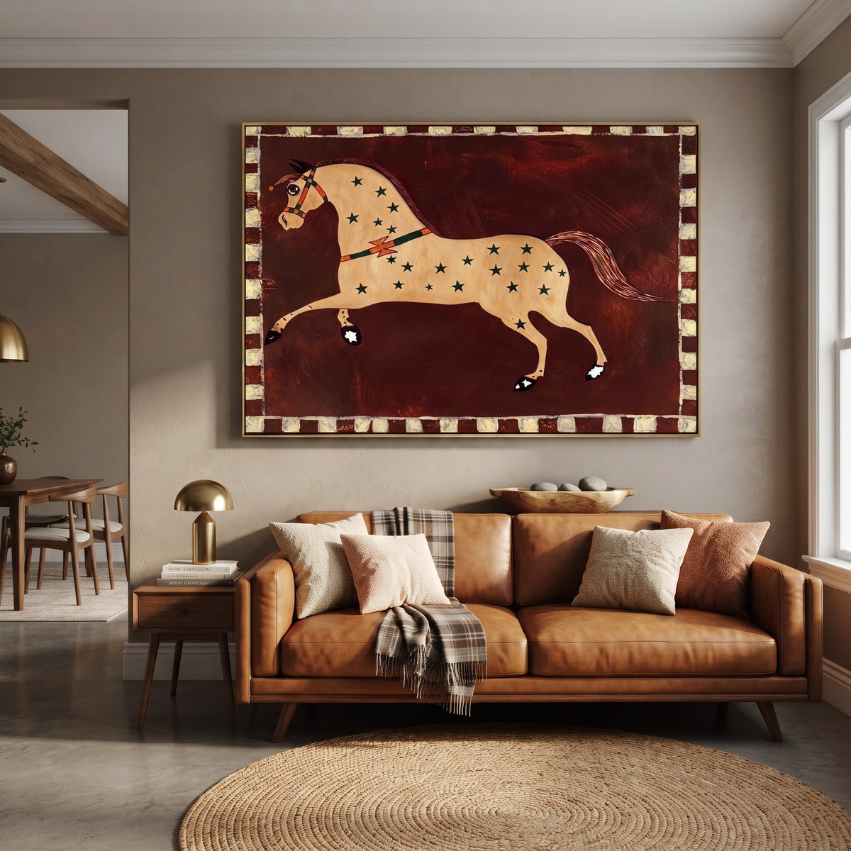 Golden Horse Runs Starlight displayed in a layered residential setting