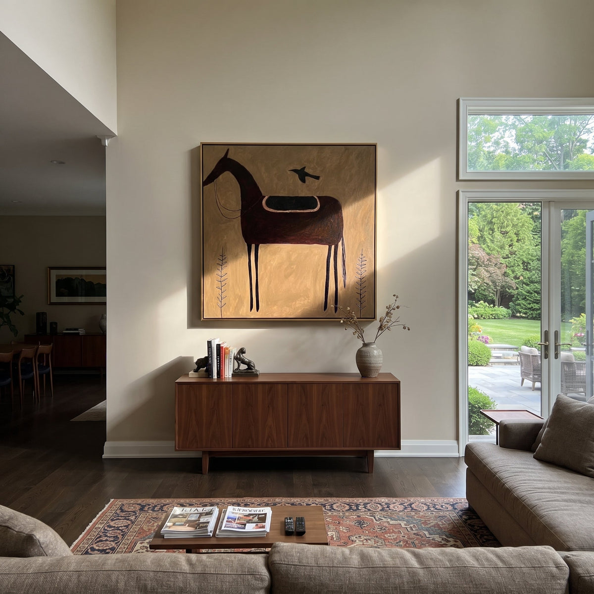 Bird Guards Empty Saddle presented as a colorful interior focal point