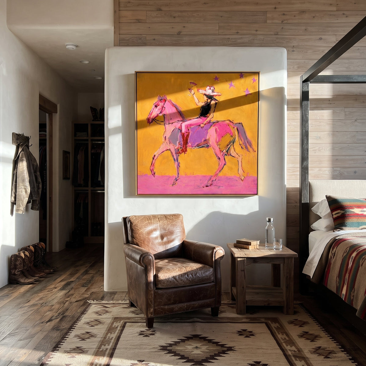 Pink Horses Race Sunlight displayed in a layered residential setting