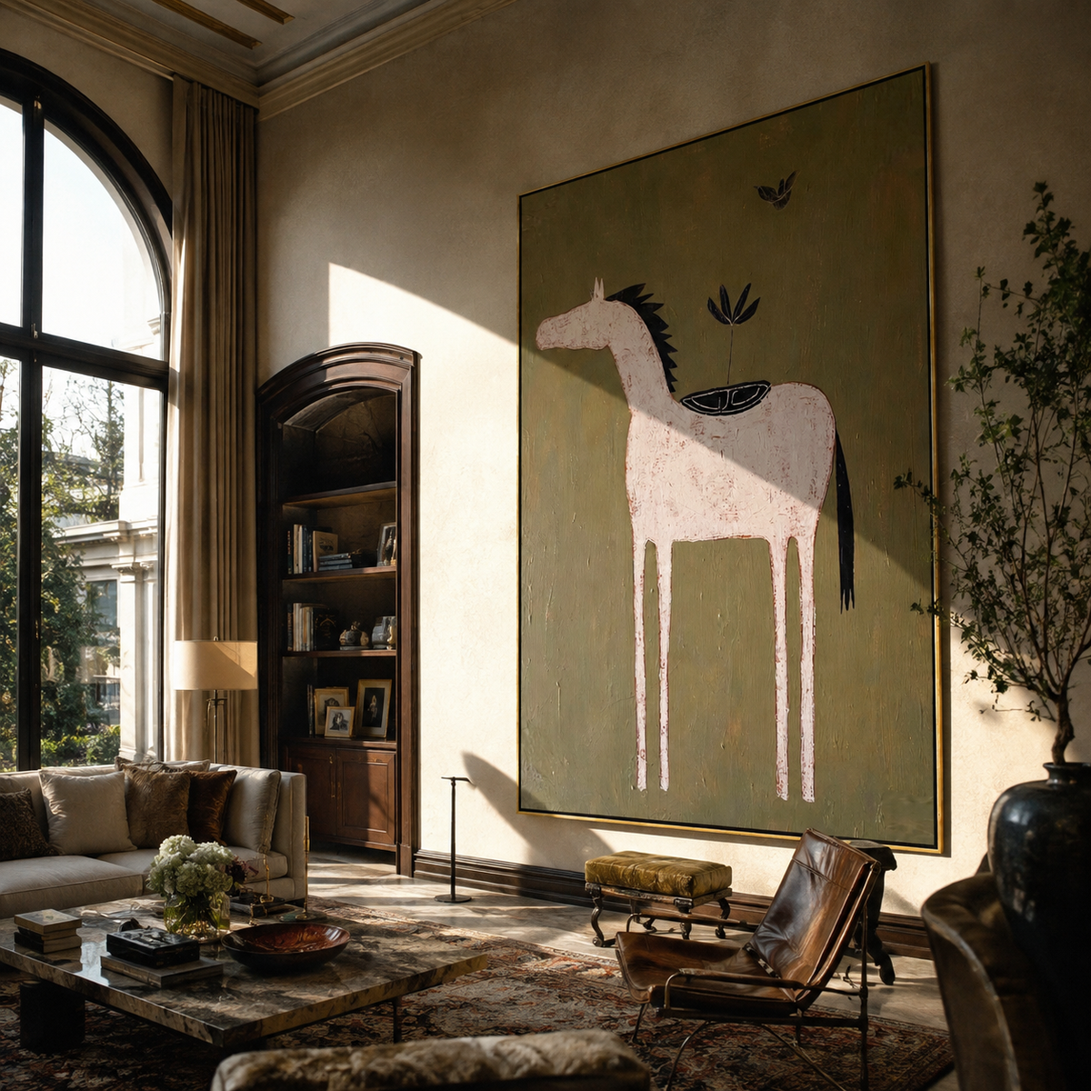 Pale Horse Carries Garden styled with wood, linen, and modern decor