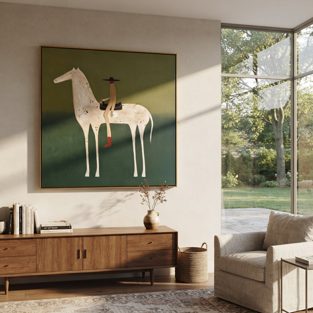 Red Boots Ride Mist displayed in a collected contemporary interior