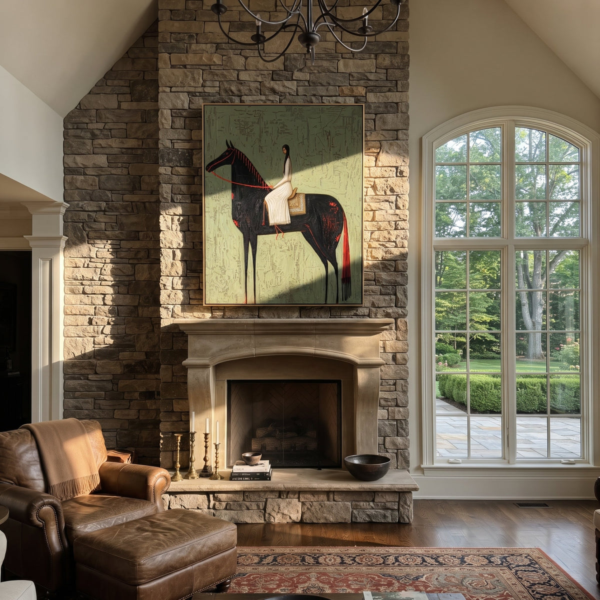 White Dress Crosses Sage styled with warm modern furnishings