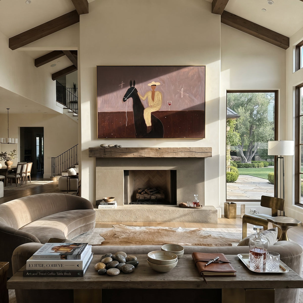 Lavender Evening Holds Toast styled with warm modern furnishings