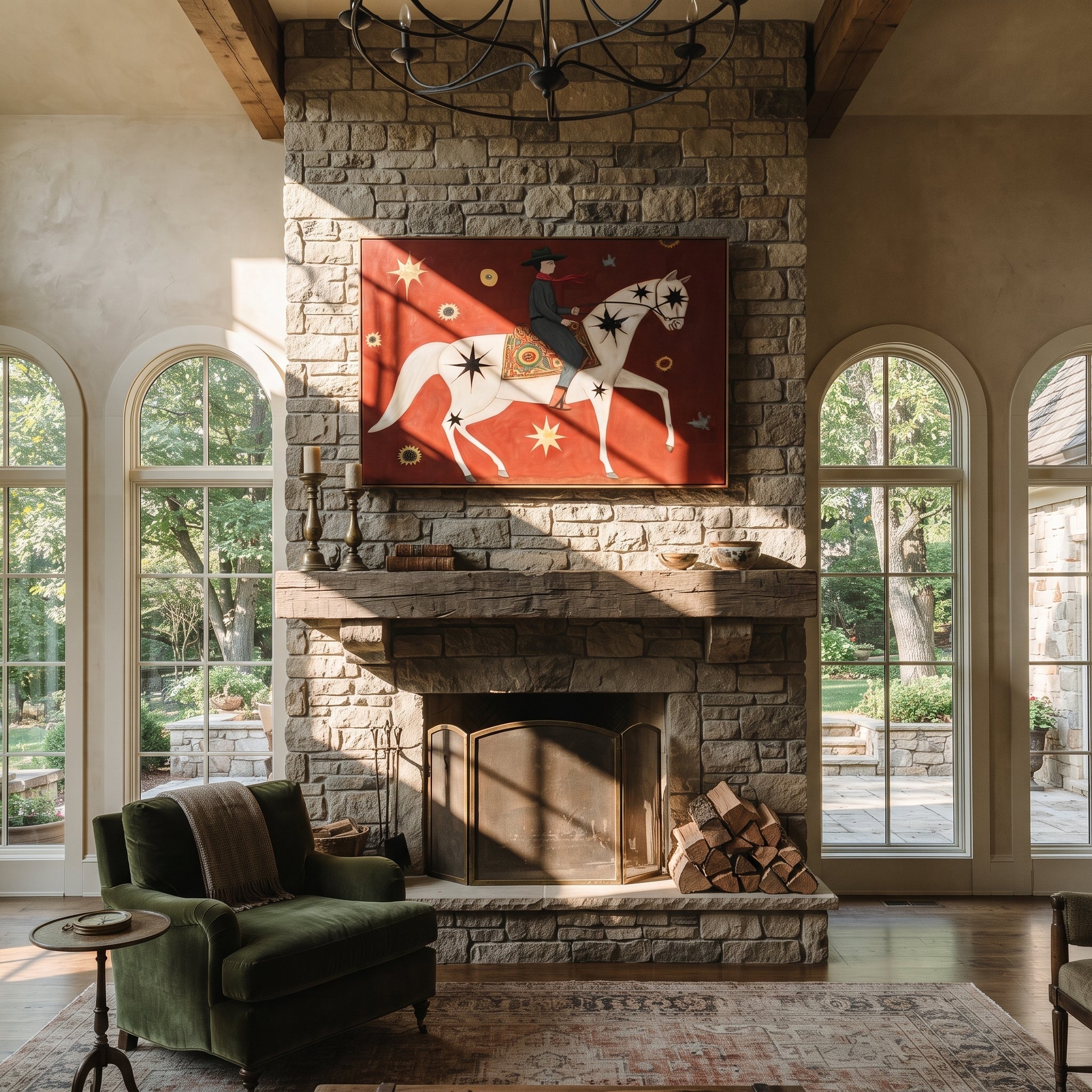 Star Horse Crosses Crimson styled with warm modern furnishings