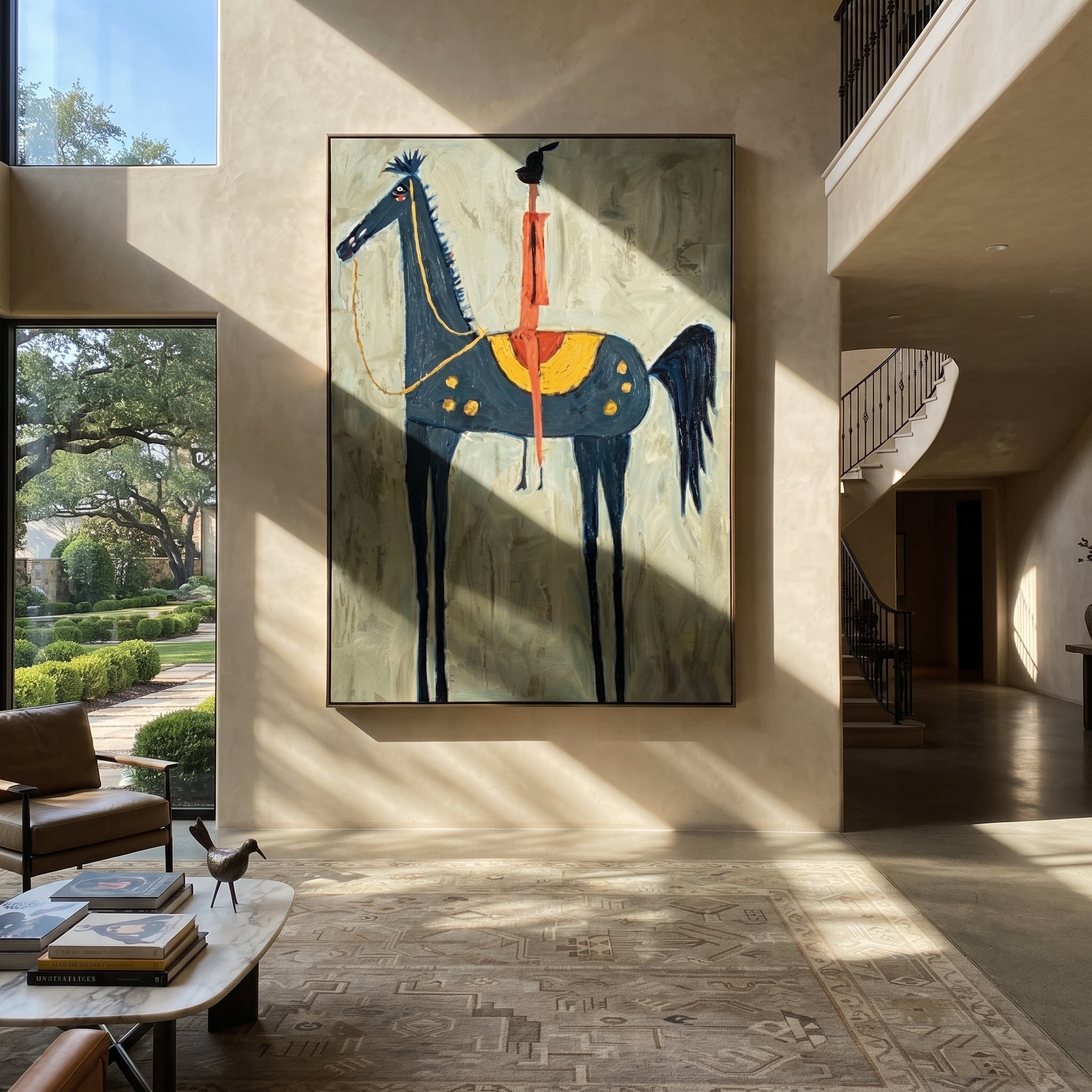 Red Acrobat Touches Sky displayed in a collected contemporary interior