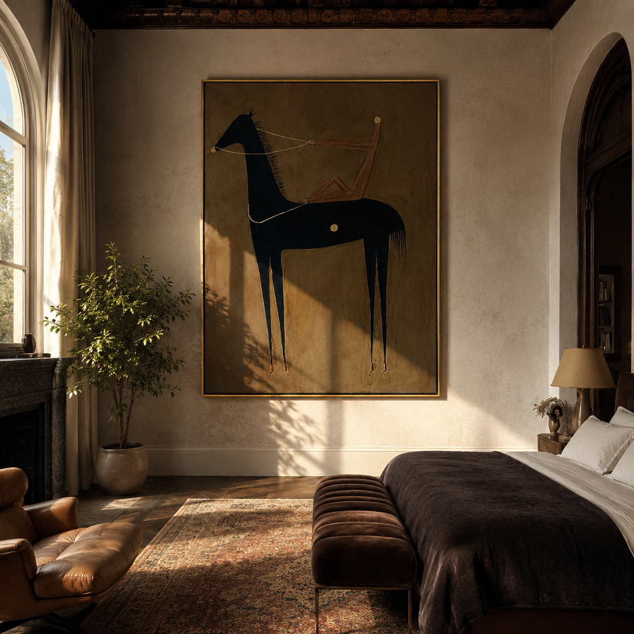 Pale Line Tethers Midnight styled with wood, linen, and modern decor