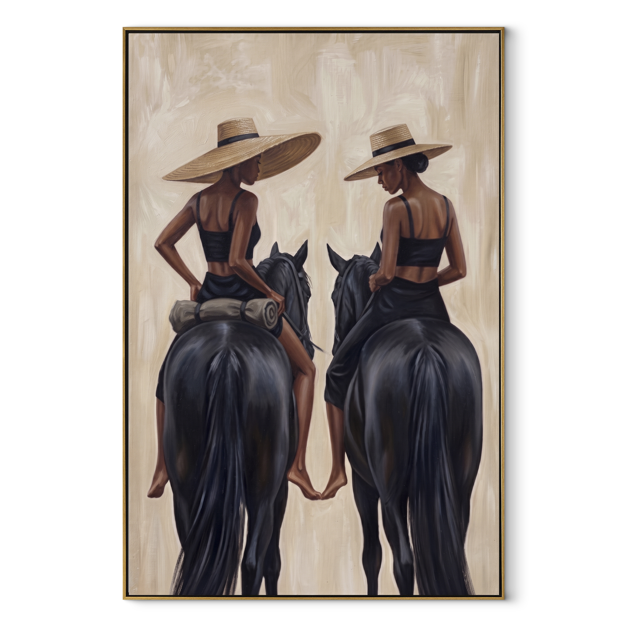 Chestnut Carries Evening Home textured figurative painting, vertical canvas artwork
