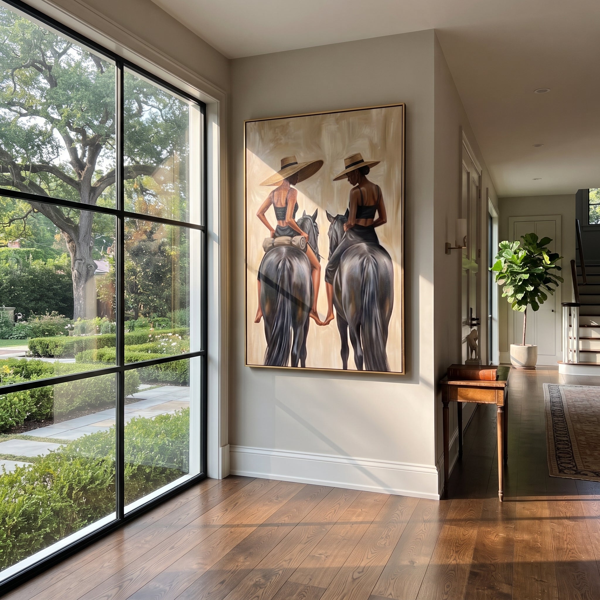Chestnut Carries Evening Home presented above a contemporary console