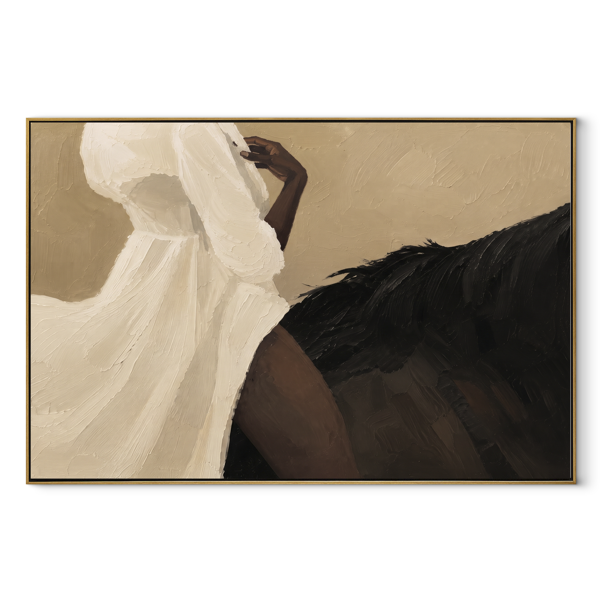 Sleep Curves Through Midnight textured figurative painting, horizontal canvas artwork