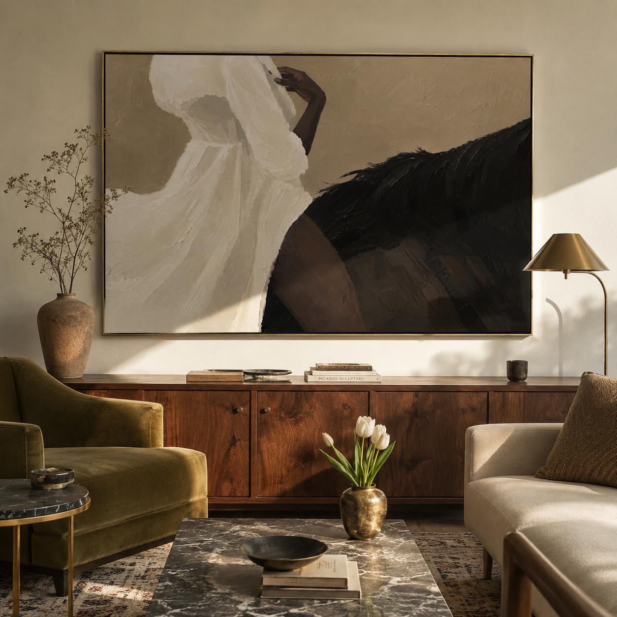 Sleep Curves Through Midnight displayed as a Retro Modern room focal point