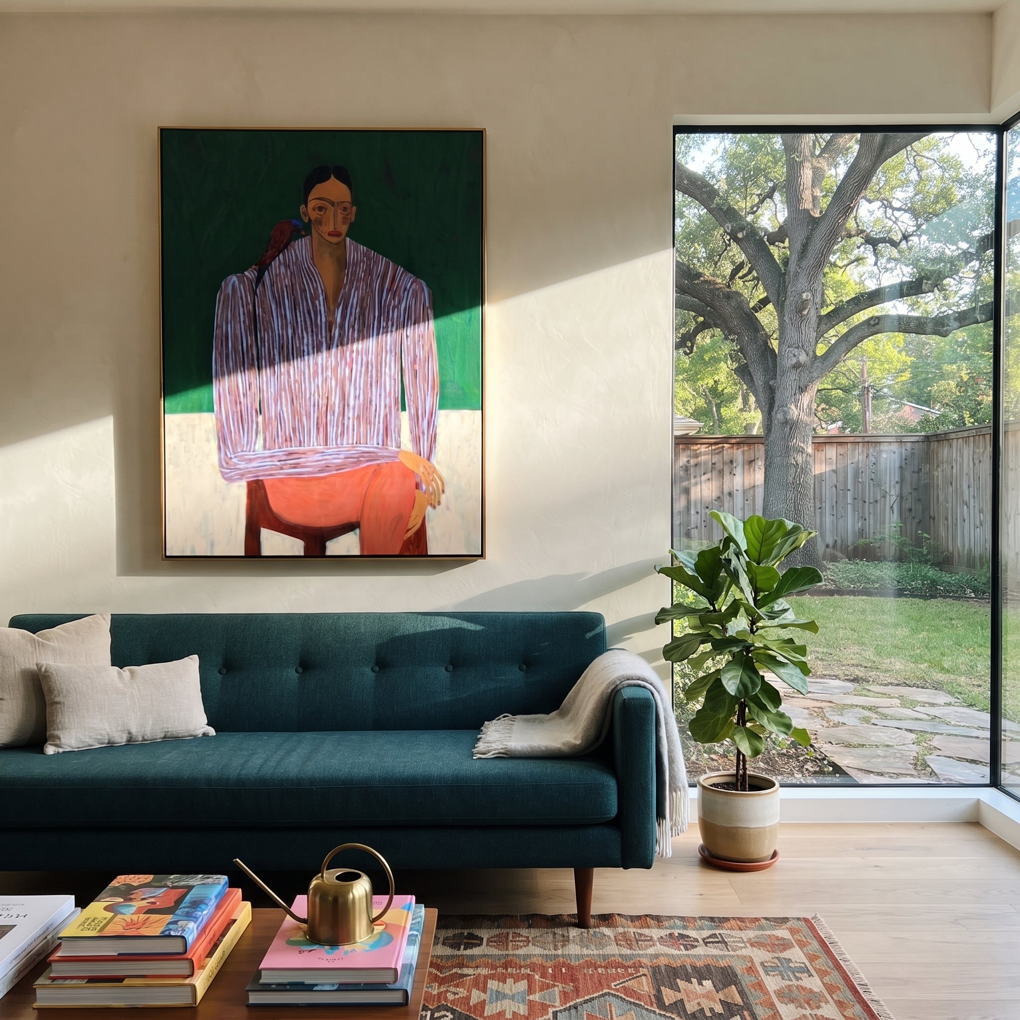 Lavender Waits Above Ochre displayed in a warm contemporary interior