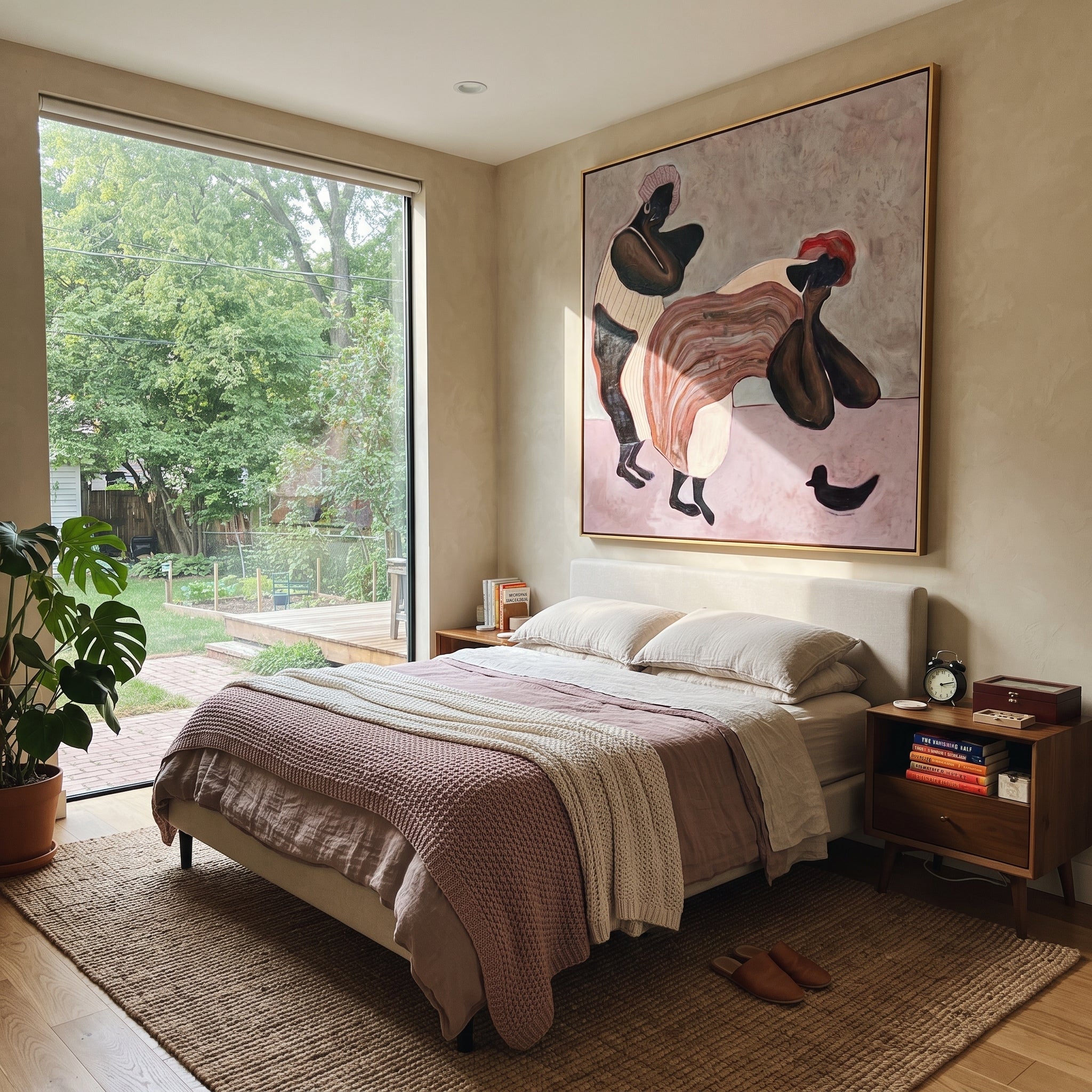 Two Horses Share Rose styled in a layered residential interior
