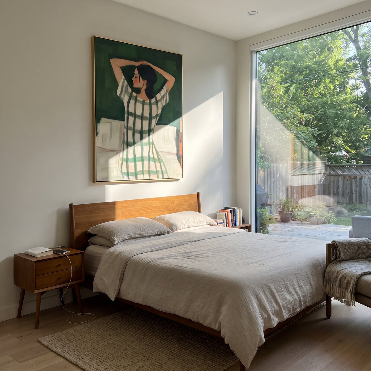 Green Dress Greets Morning presented above a contemporary console
