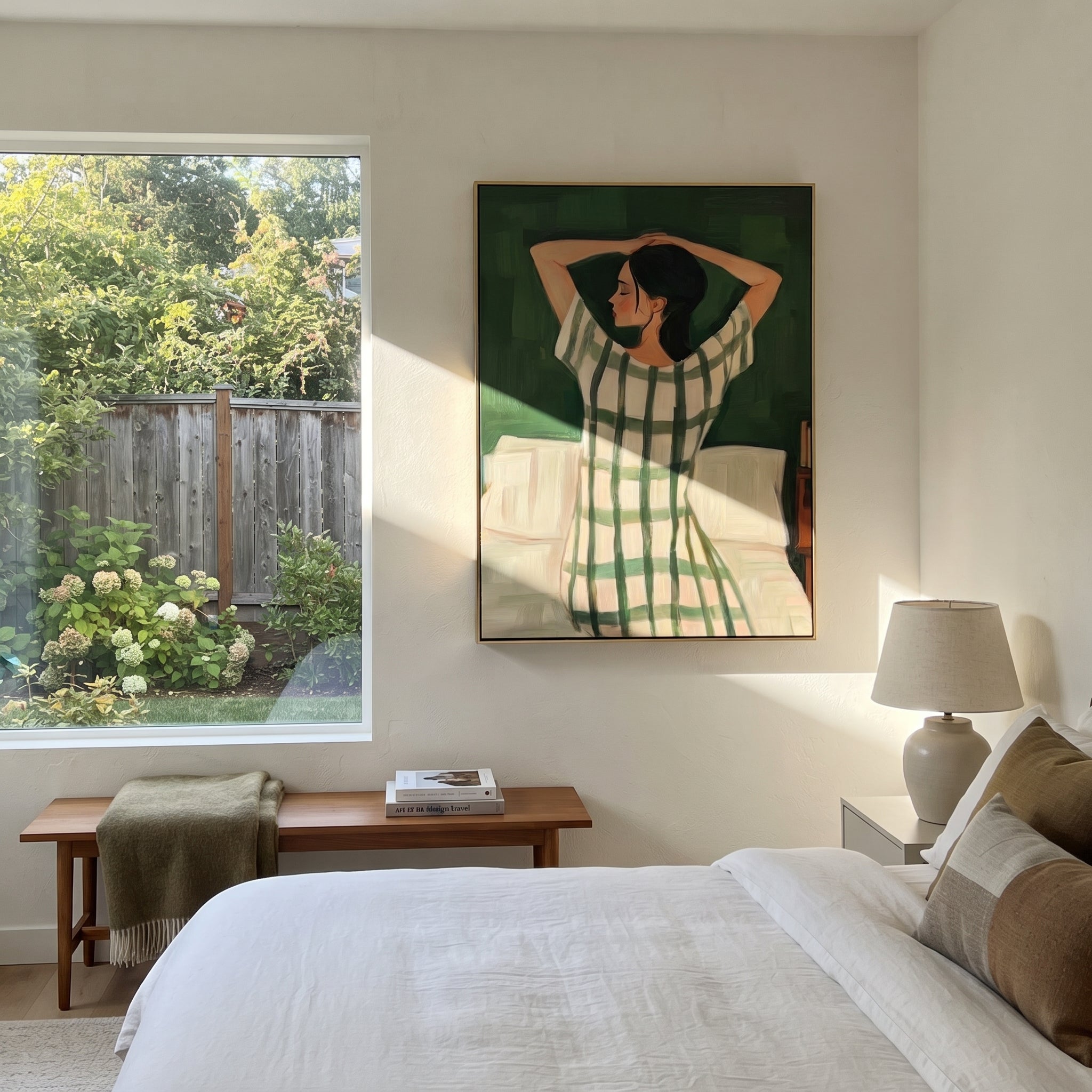 Green Dress Greets Morning displayed as a Retro Modern room focal point