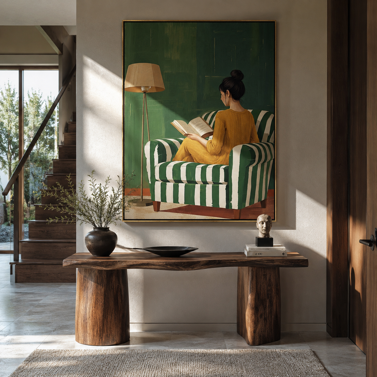 Pages Rest Against Green styled in a layered residential interior