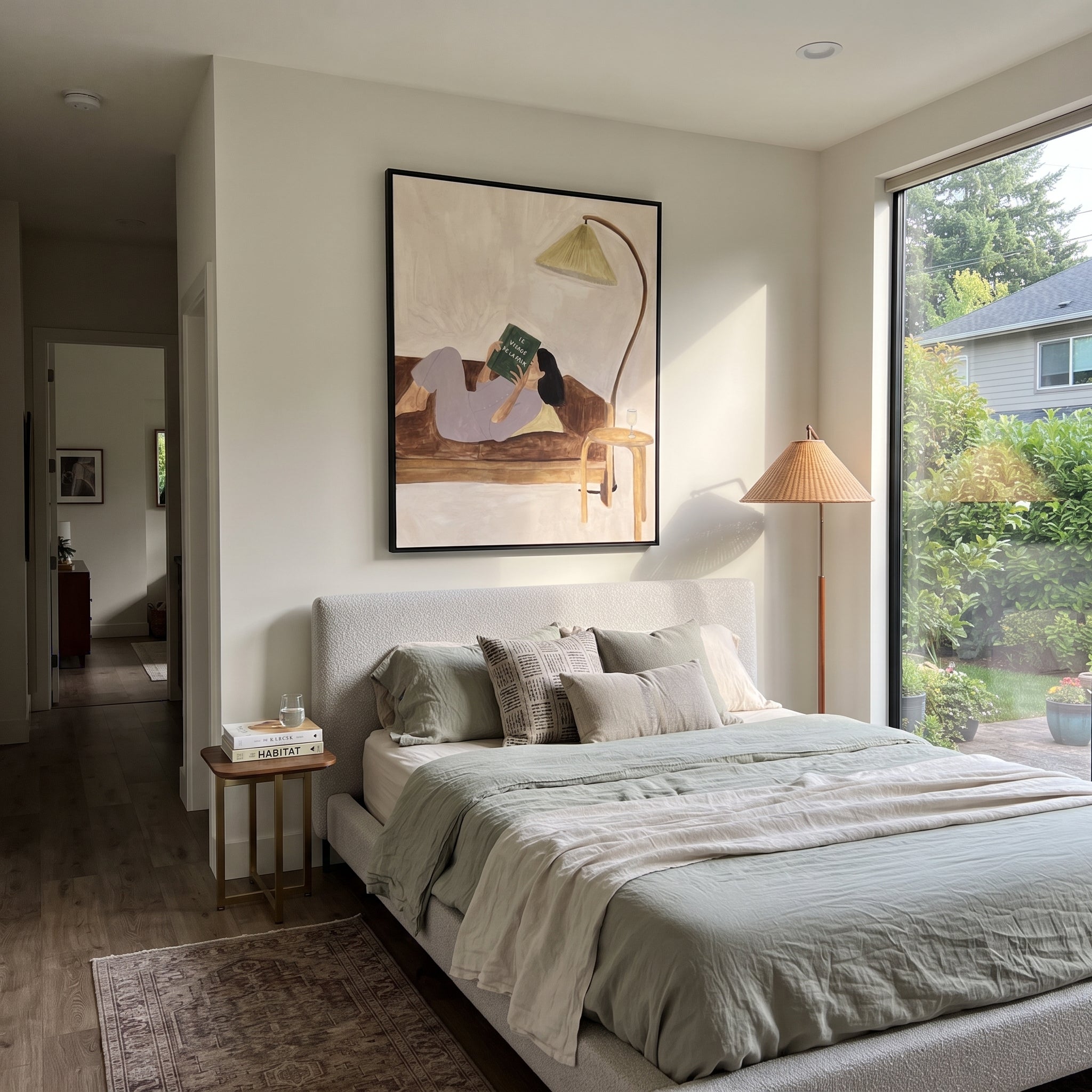 Wide Brim Holds Stillness styled with neutral modern furnishings