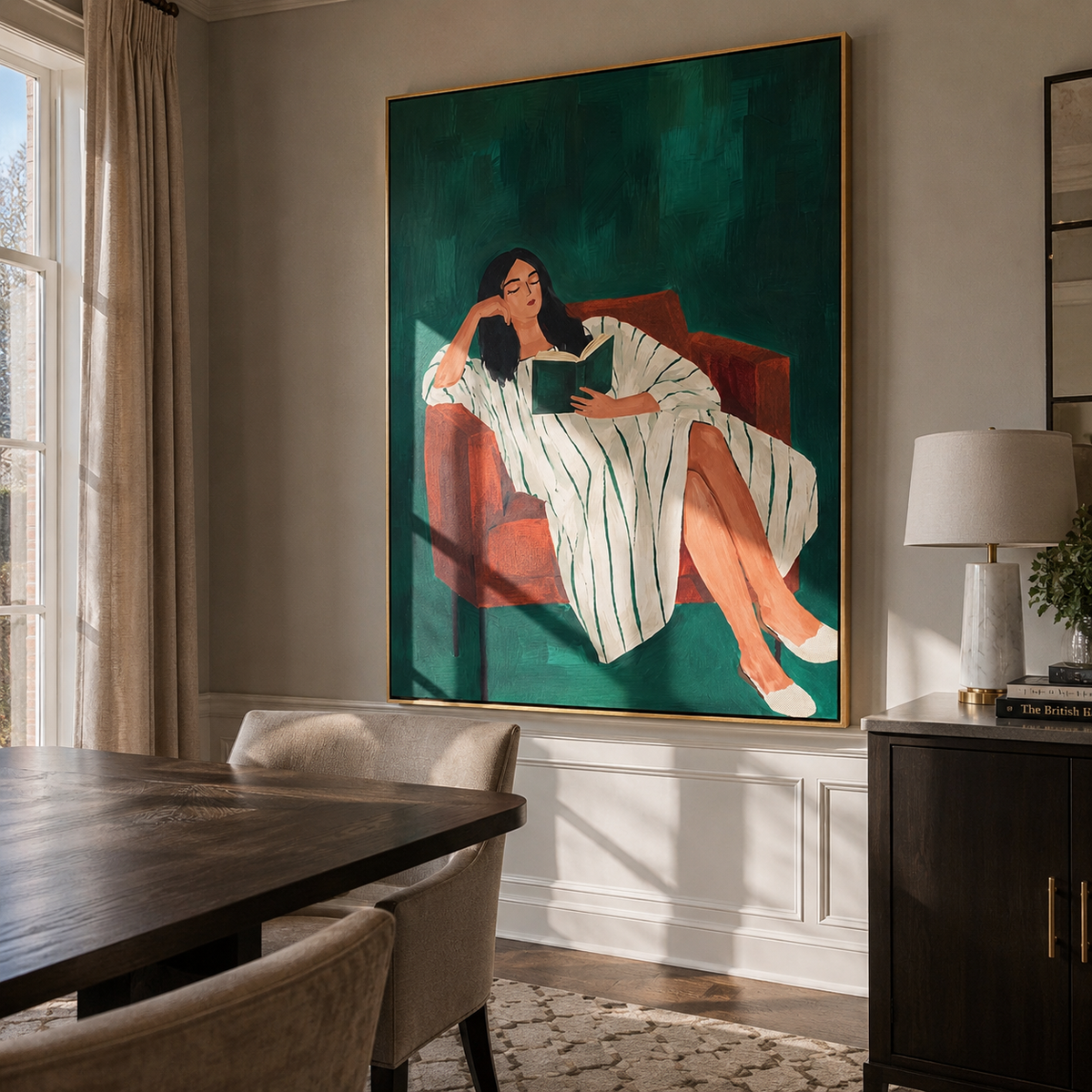 White Dress Finds Garden displayed in a warm contemporary interior