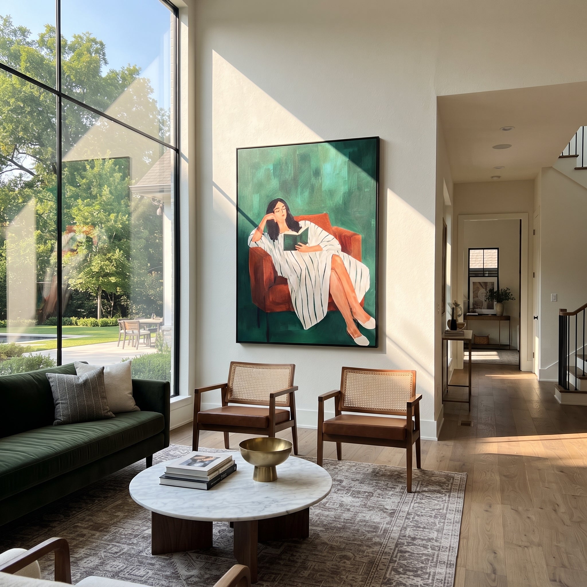 White Dress Finds Garden displayed as a Retro Modern room focal point