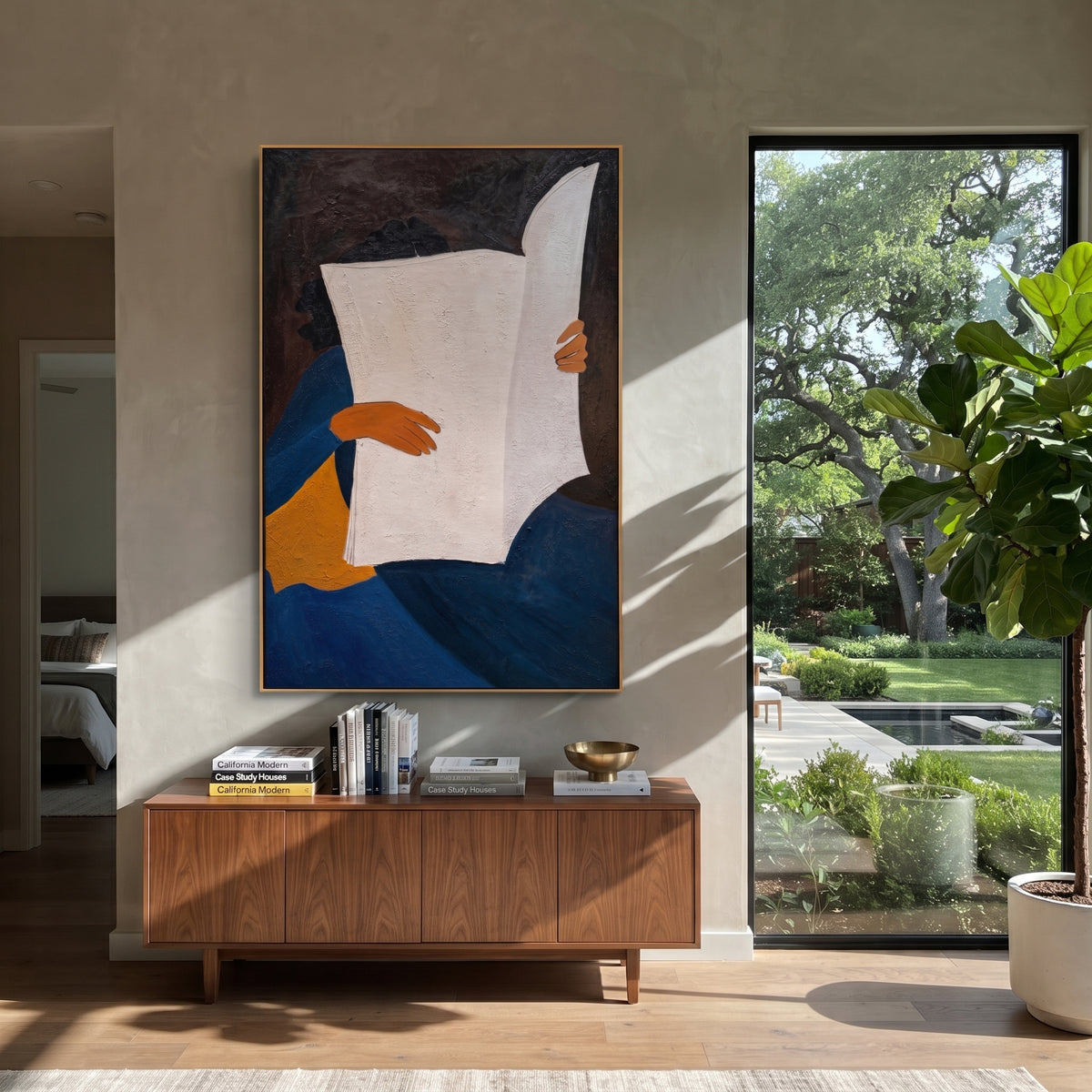 Open Pages Hide Face styled in a layered residential interior