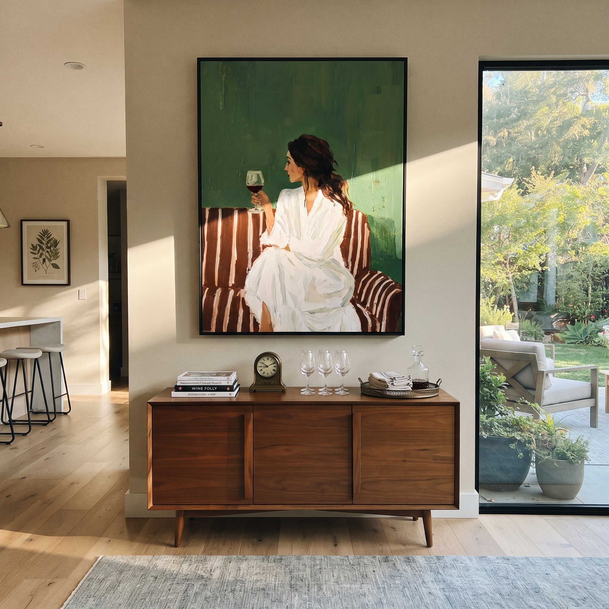 Cup Rests Above Stripes displayed as a Retro Modern room focal point