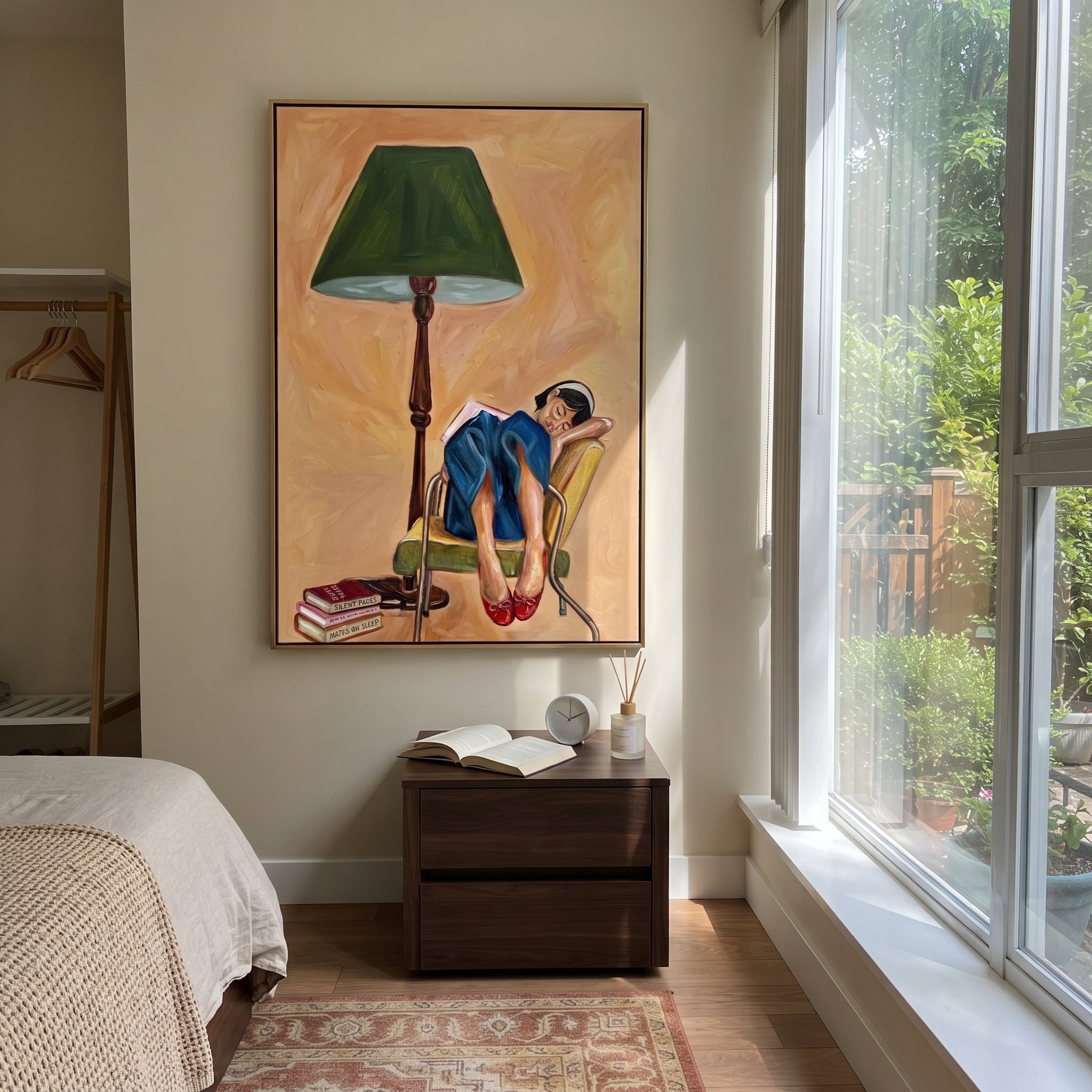 Lamp Watches Her Bend displayed as a Retro Modern room focal point